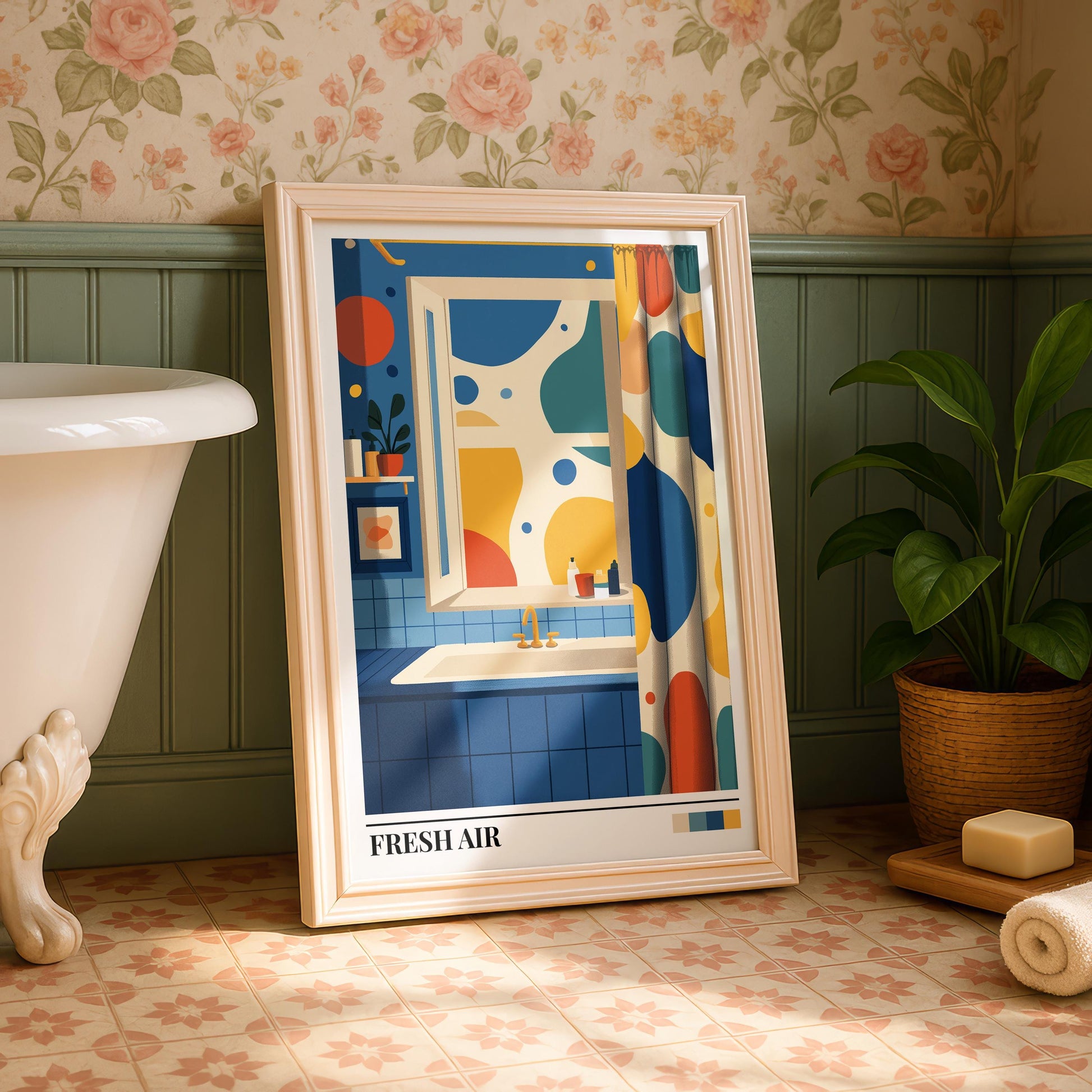 Bathroom Wall Art | Modern Abstract Bathroom Art