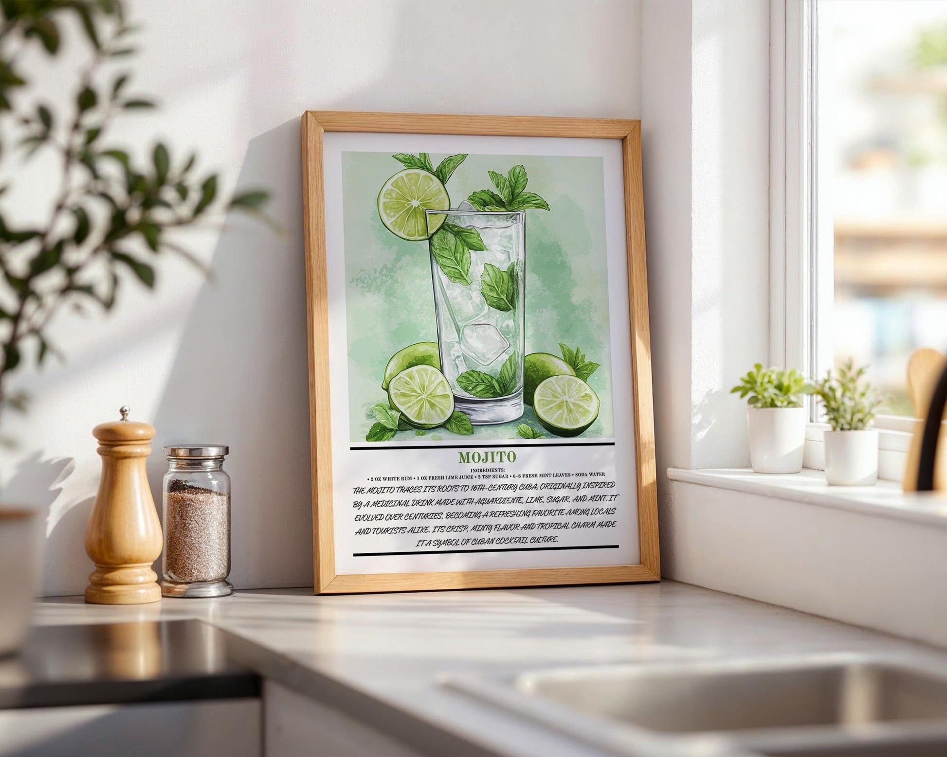 Kitchen Wall Art | Mojito Cocktail Art