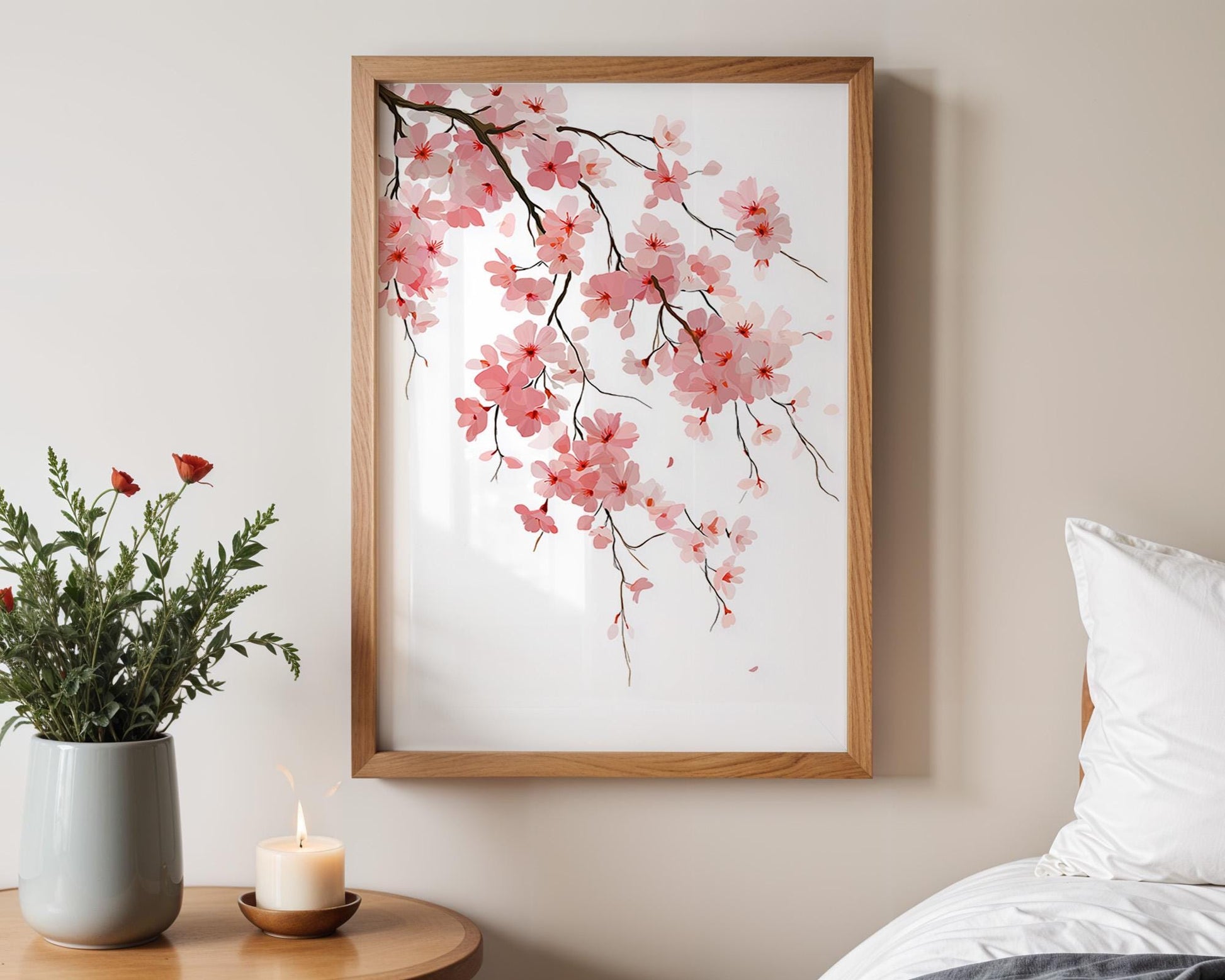 Japanese Wall Art | Retro Floral Sakura Decor