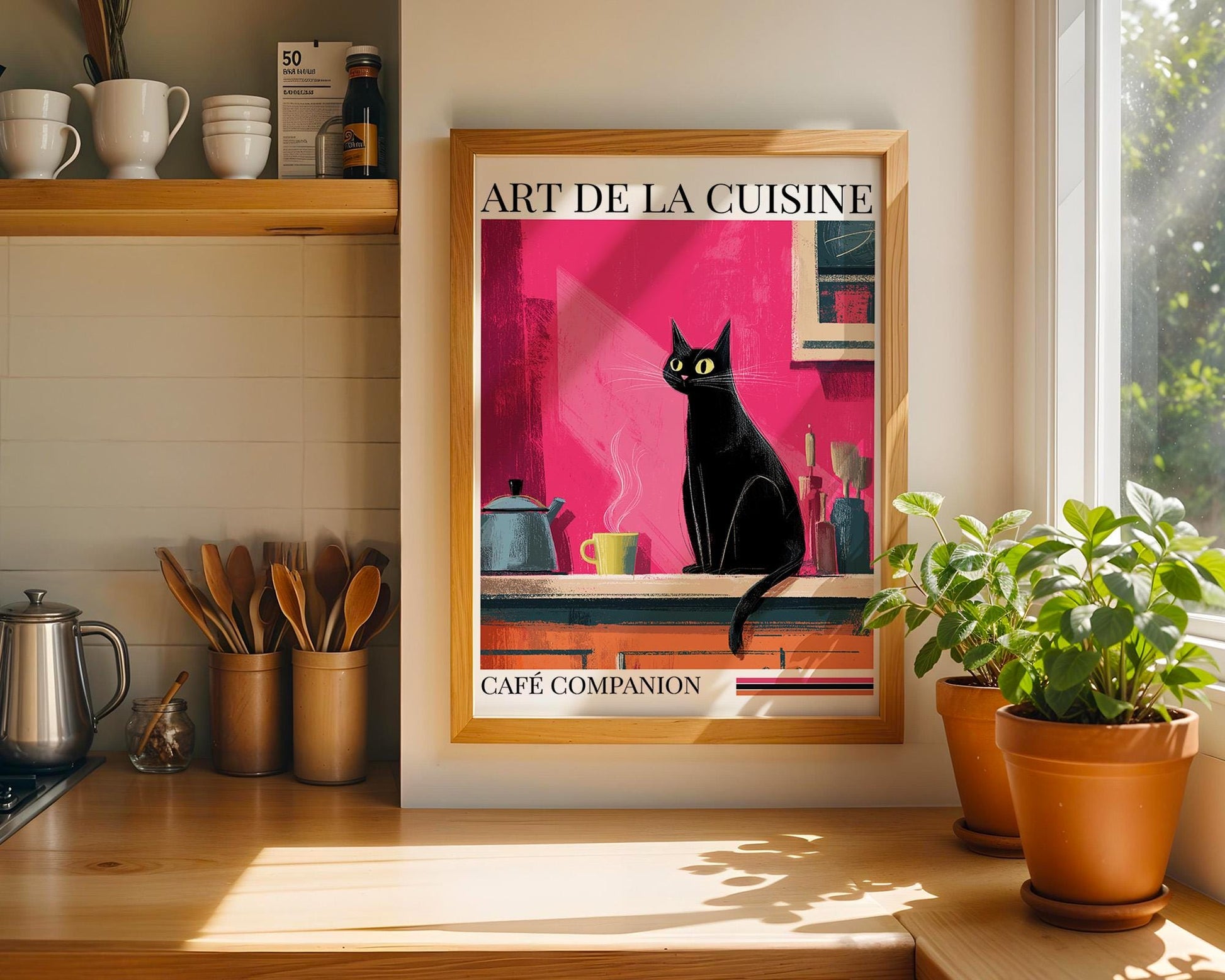 Kitchen Wall Art | Black Cat Dopamine Print