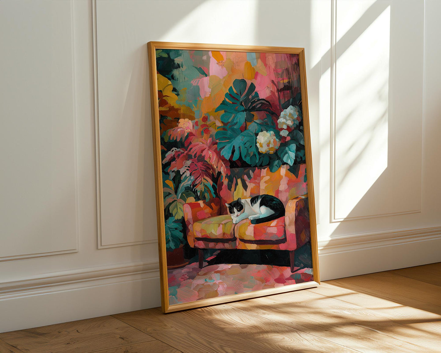 Maximalist 1970s Decor | Abstract Cat Wall Art