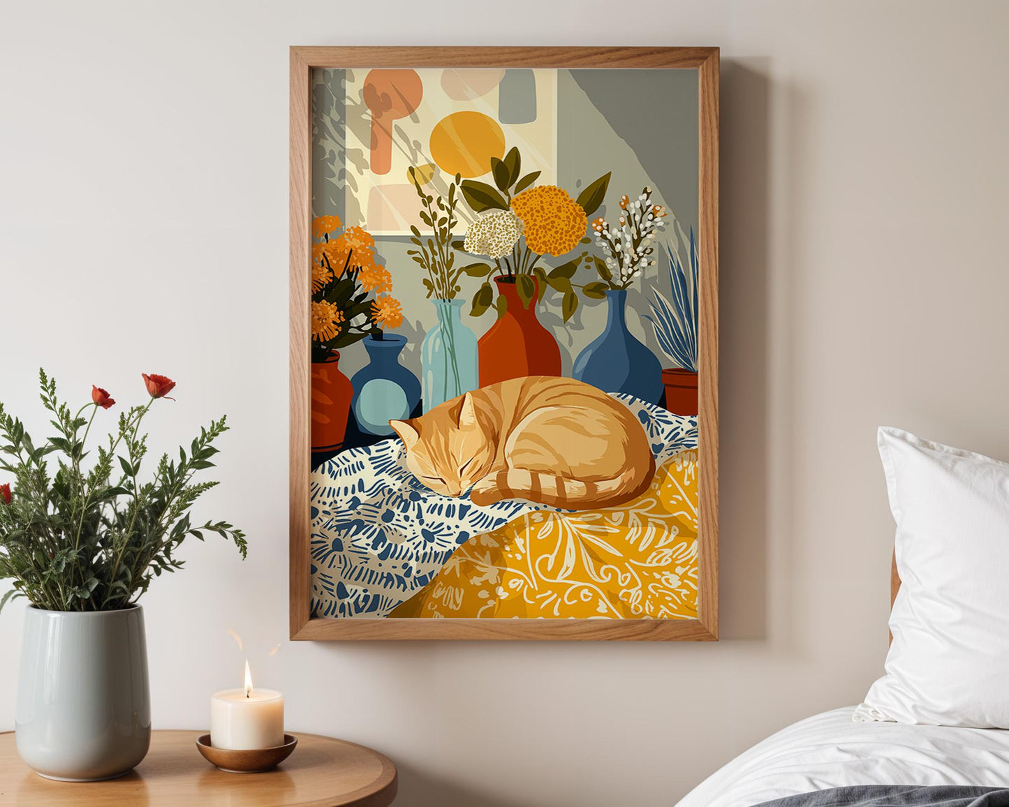 Abstract Retro Wall Art | Maximalist Floral Botanical Animal Poster
