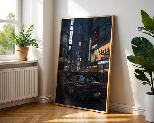 Japanese Wall Art | Tokyo Night Car Poster
