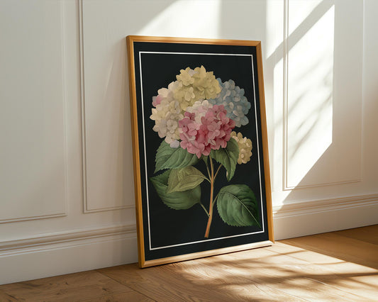 Flower Wall Decor | Vintage Hydrangea Poster
