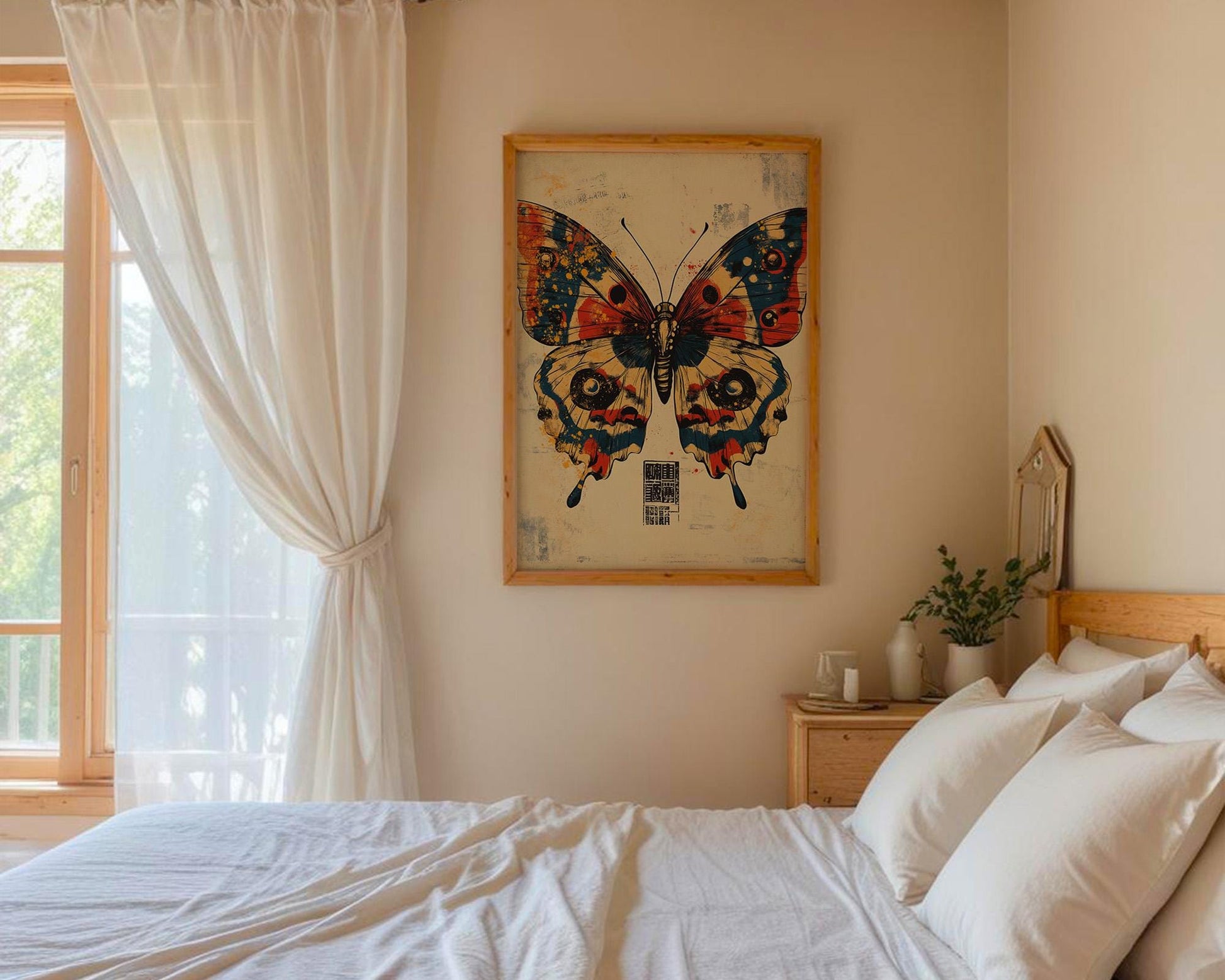Japanese Wall Art | Vintage Japanese Butterfly Art