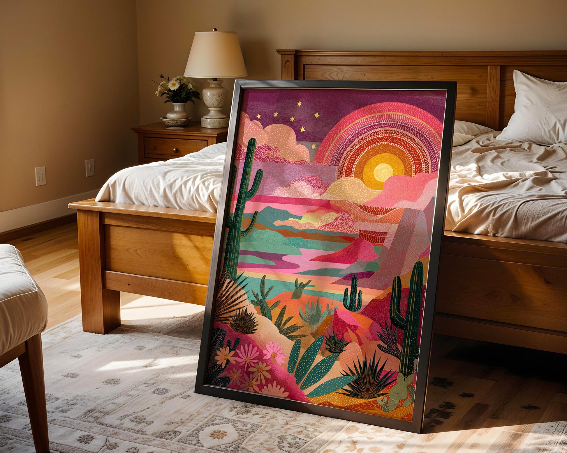 Maximalist Floral Wall Art | Abstract Boho Desert Landscape Print
