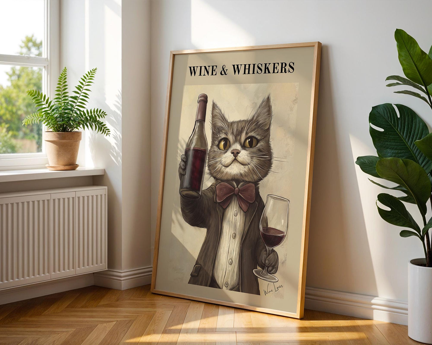 Kitchen Wall Art | Wine & Whiskers Cat
