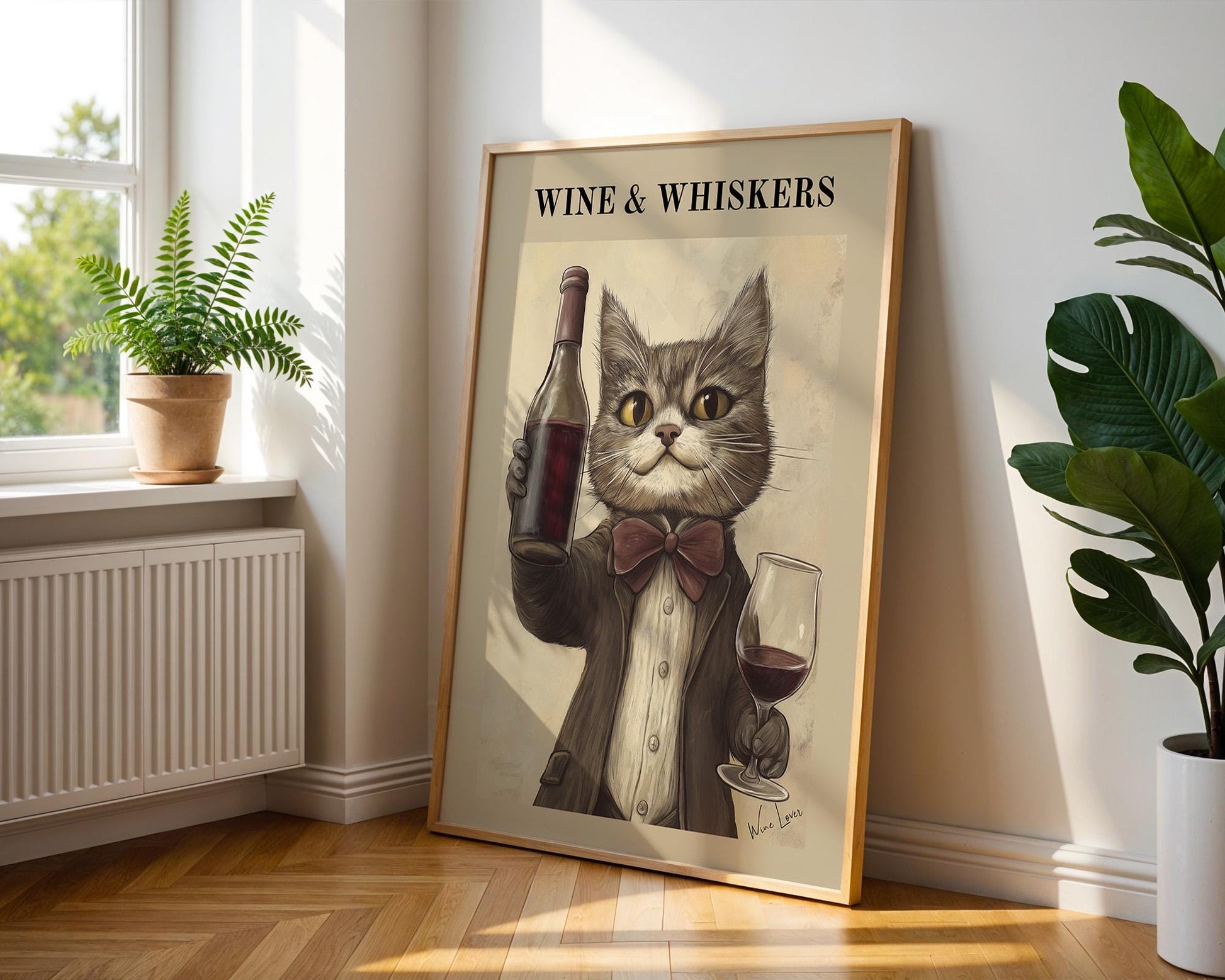 Kitchen Wall Art | Wine & Whiskers Cat