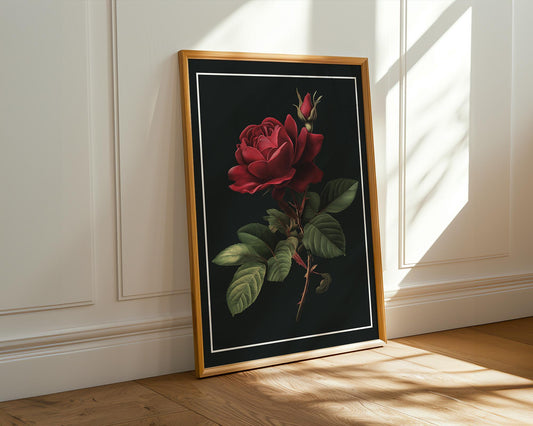 Flower Wall Decor | Vintage Red Rose Art