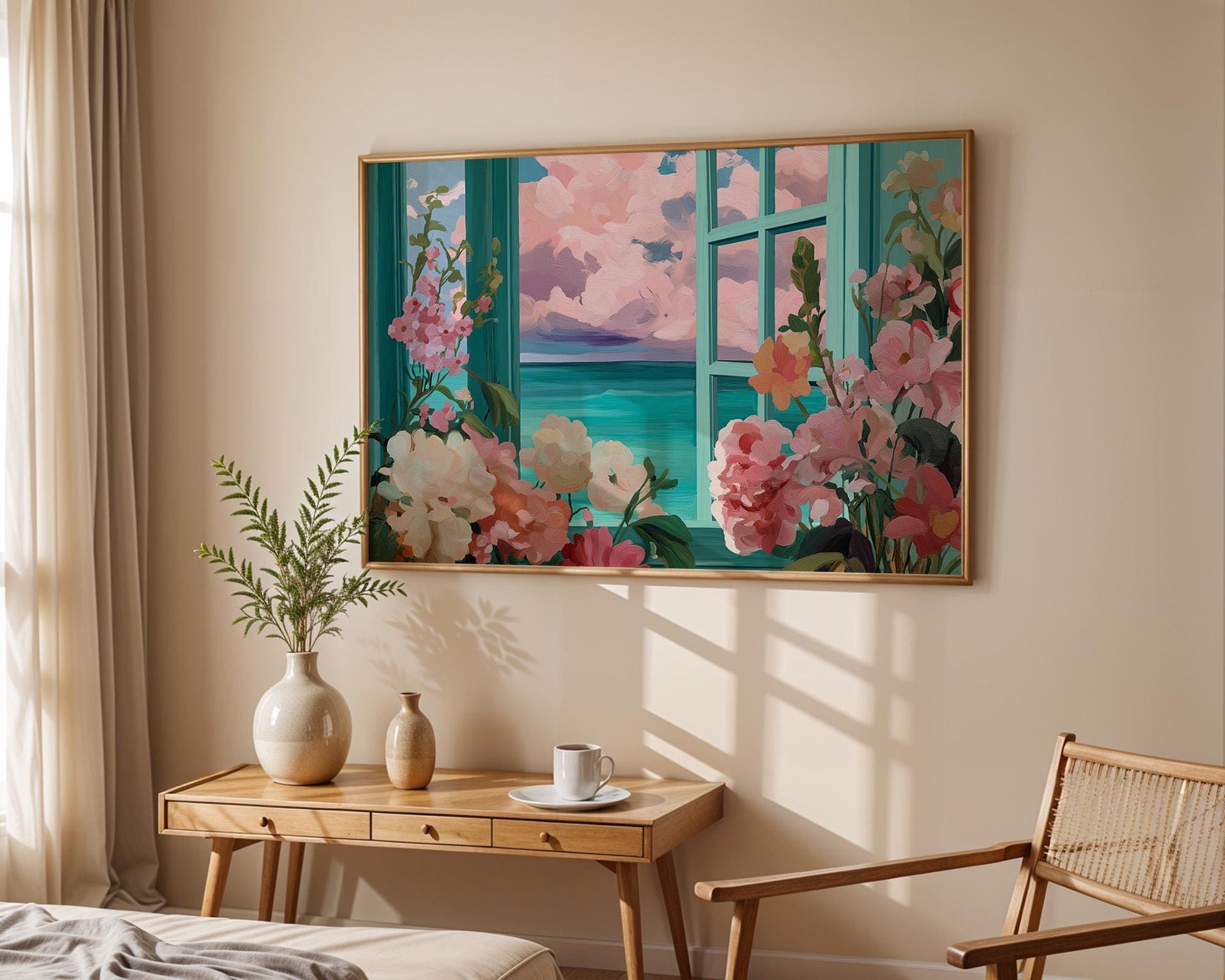 Dopamine Decor | Colourful Floral Ocean Abstract Art