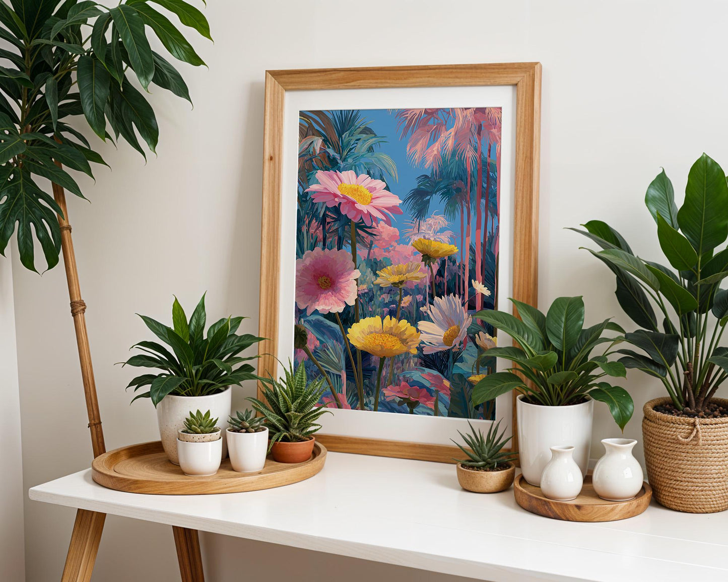 Maximalist Floral Wall Art | Vibrant Abstract Desert Oasis Print