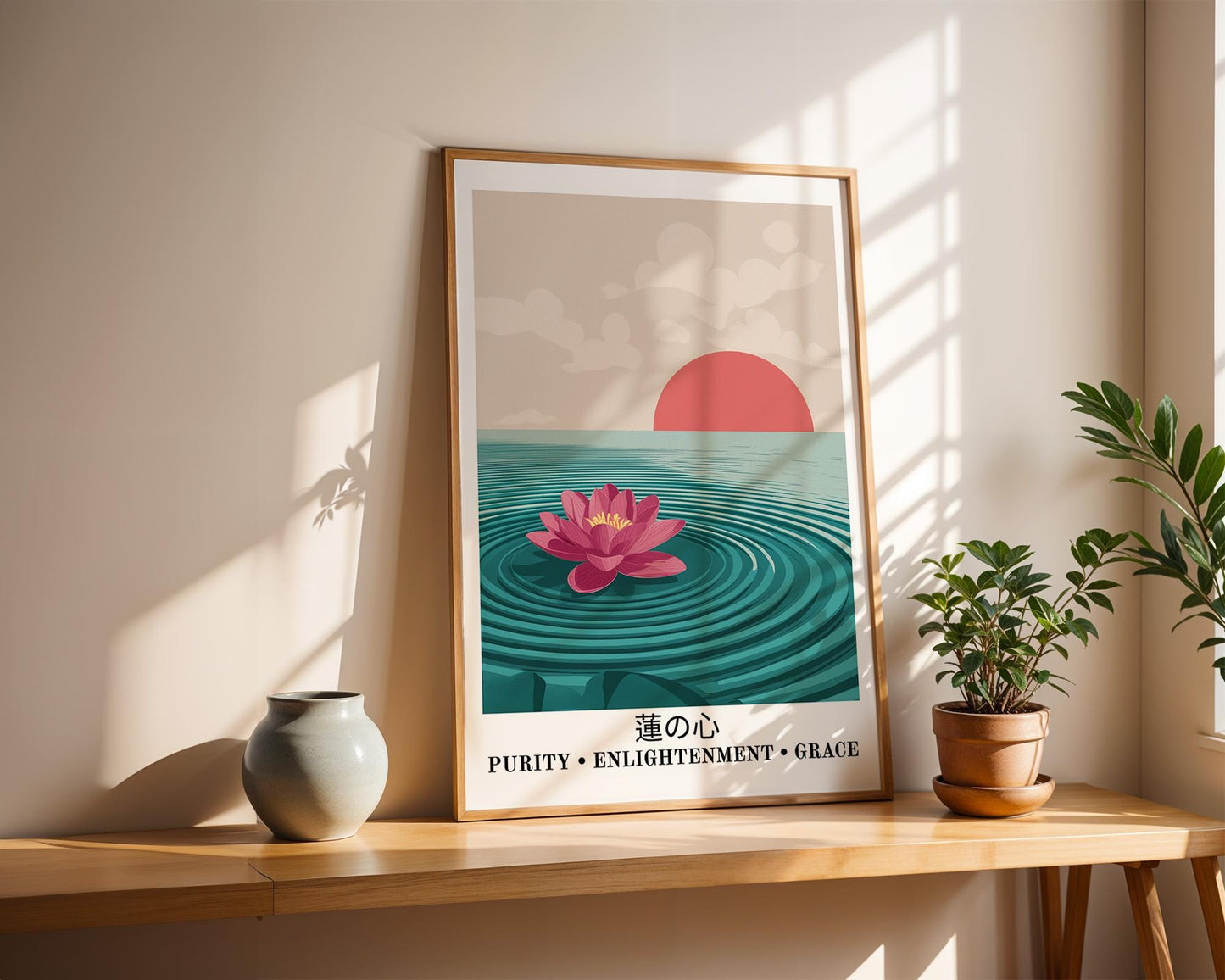 Japanese Wall Art | Japanese Lotus Flower Print