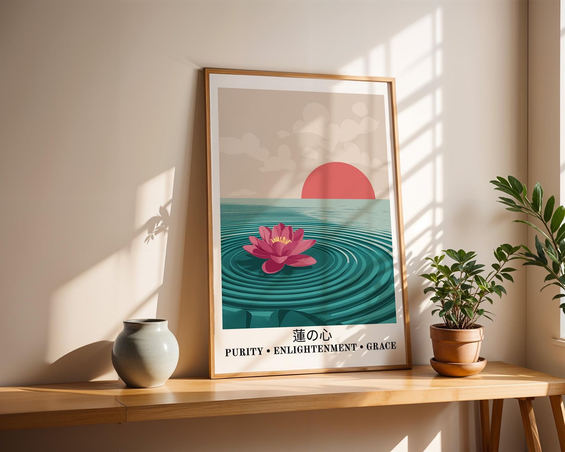 Japanese Wall Art | Japanese Lotus Flower Print