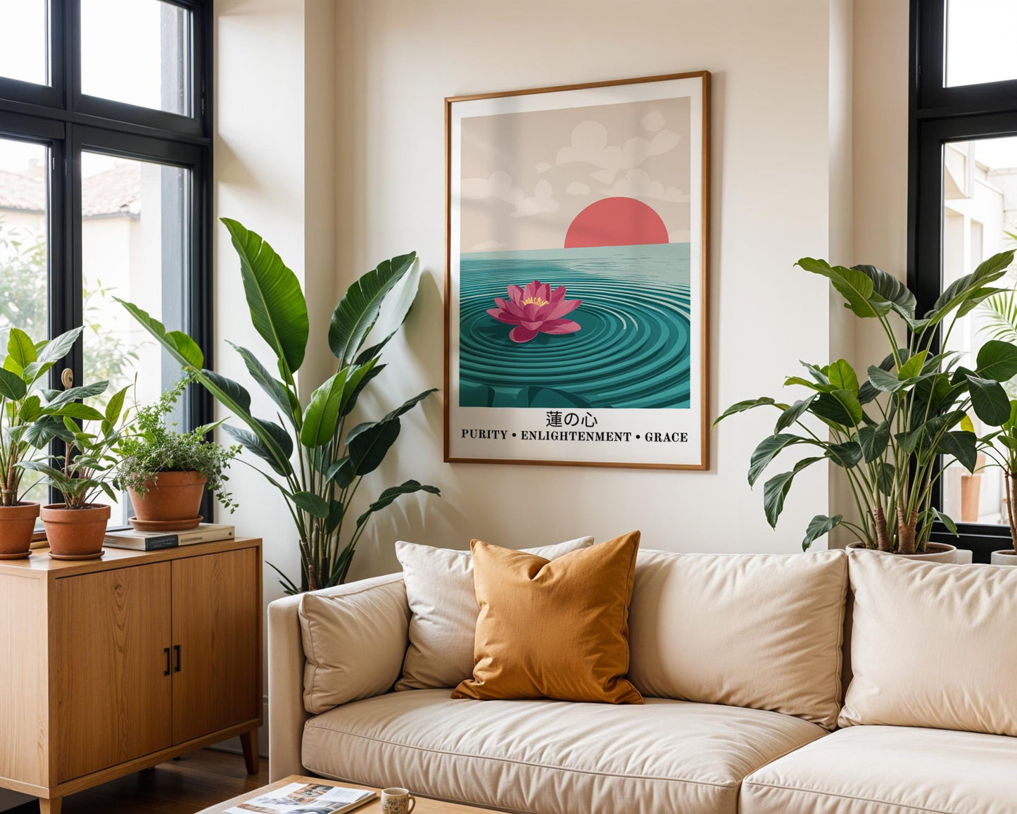 Japanese Wall Art | Japanese Lotus Flower Print