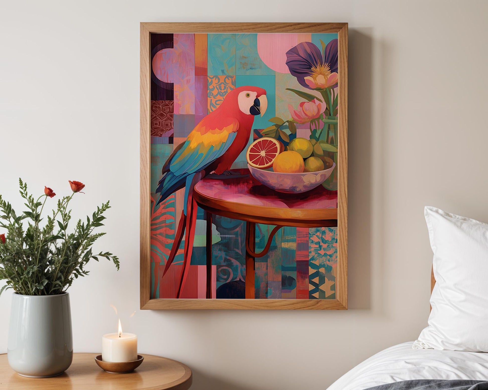 Dopamine Decor | Retro Parrot Poster