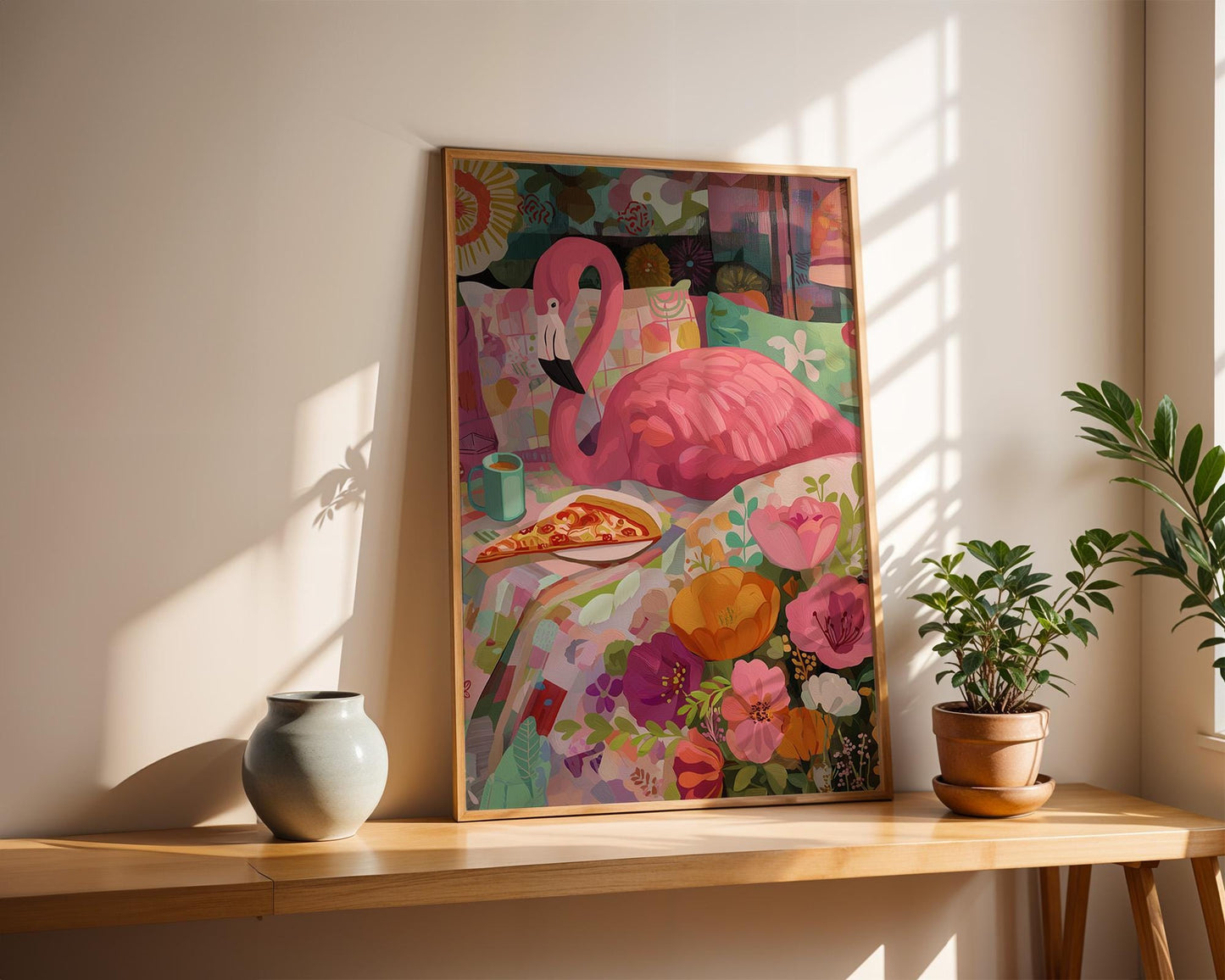 Dopamine Decor | Colorful Flamingo Print