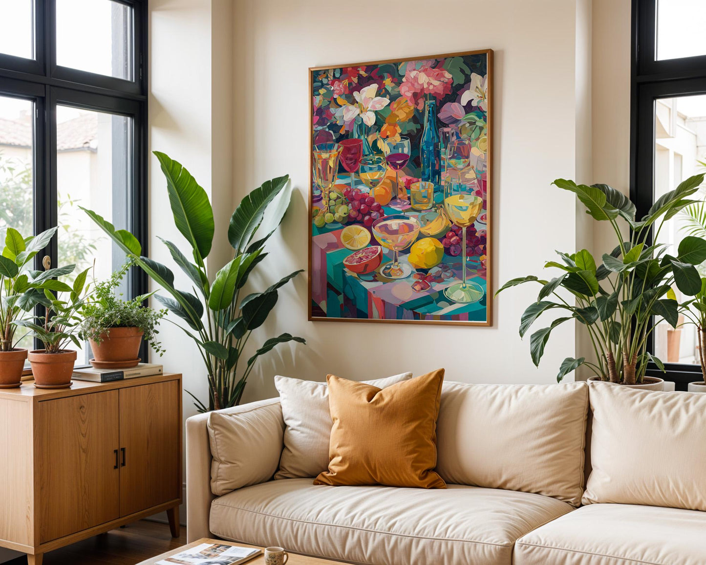 Maximalist Retro Wall Art | Colorful Botanical Poster