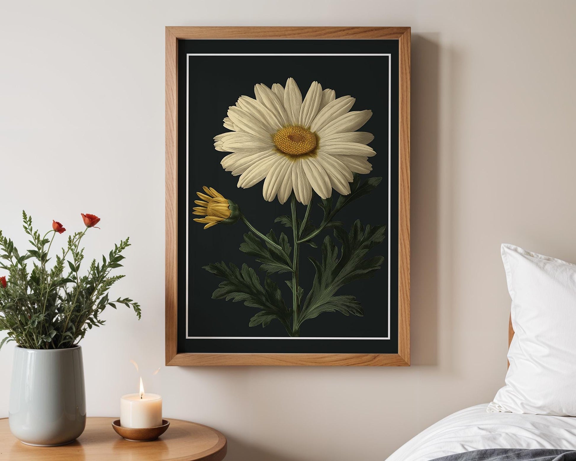 Flower Wall Decor | White Daisy Floral Poster