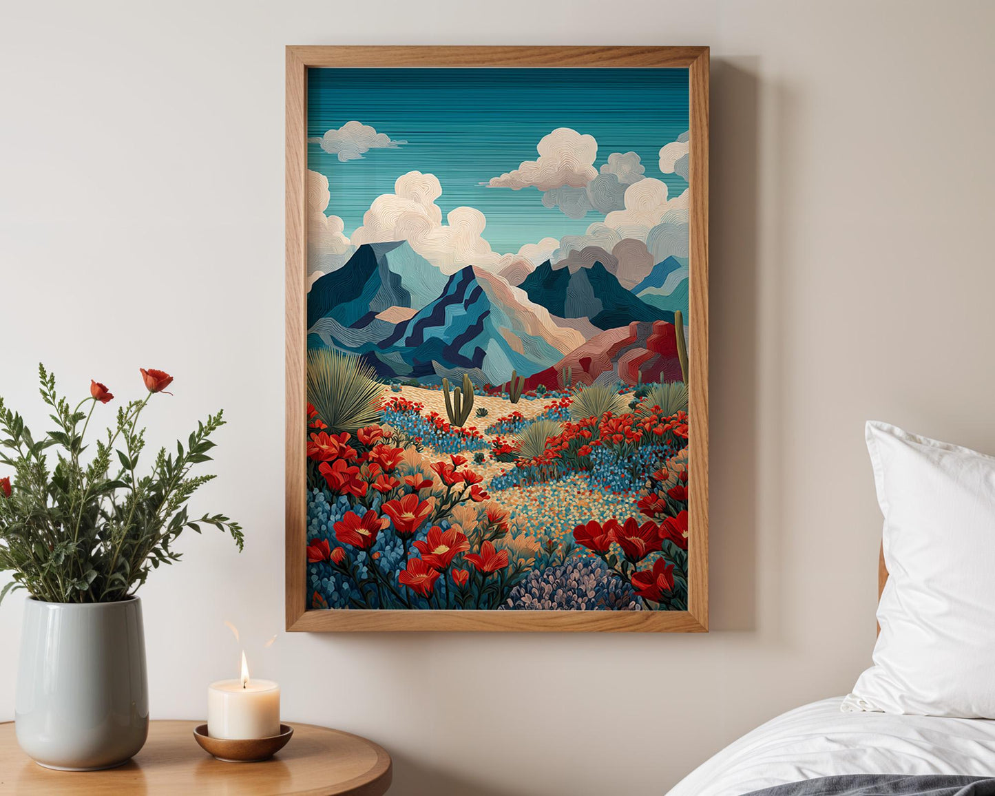 Maximalist Floral Wall Art | Bold Abstract Mountain Landscape Print