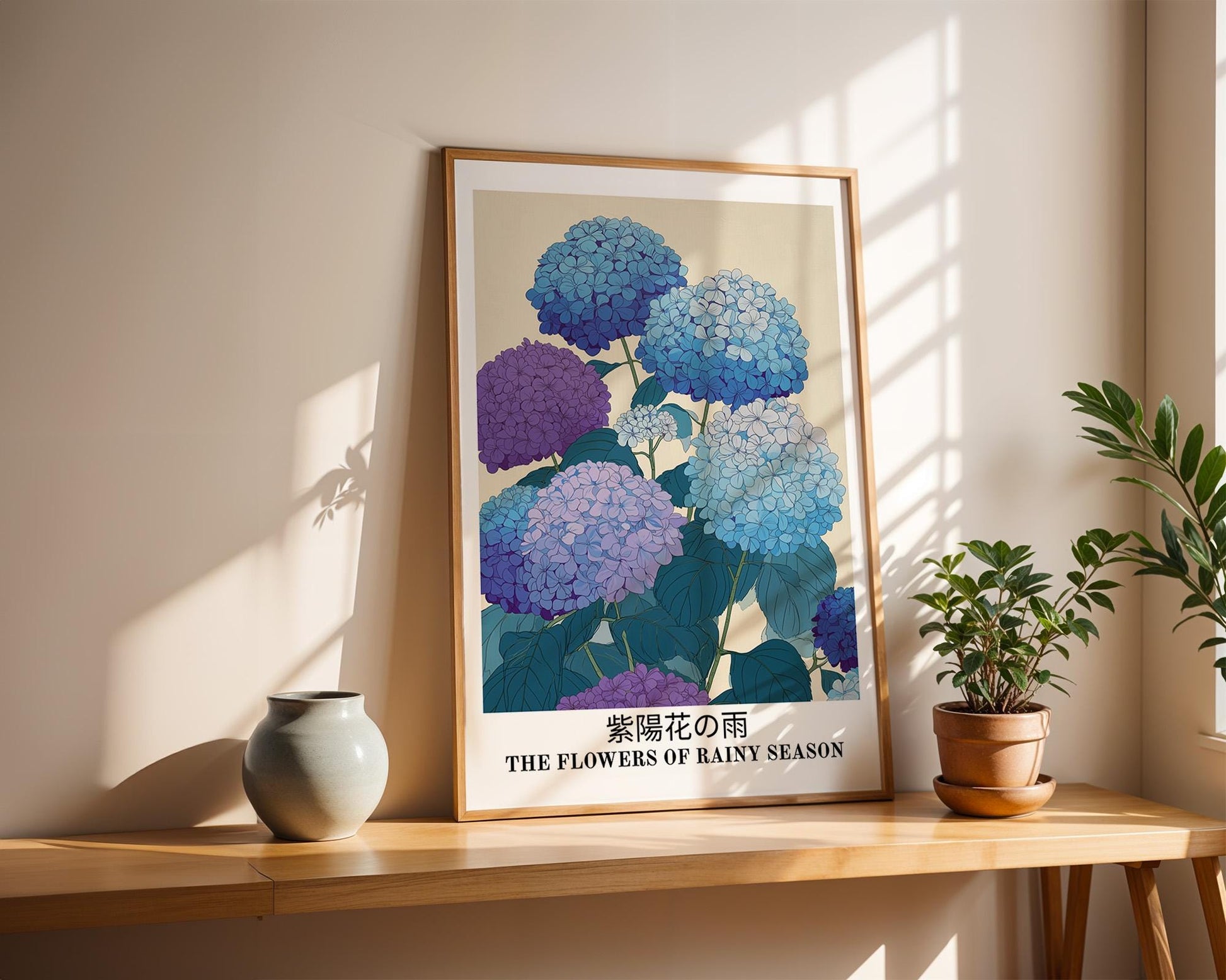 Japanese Wall Art | Japanese Hydrangea Art Print