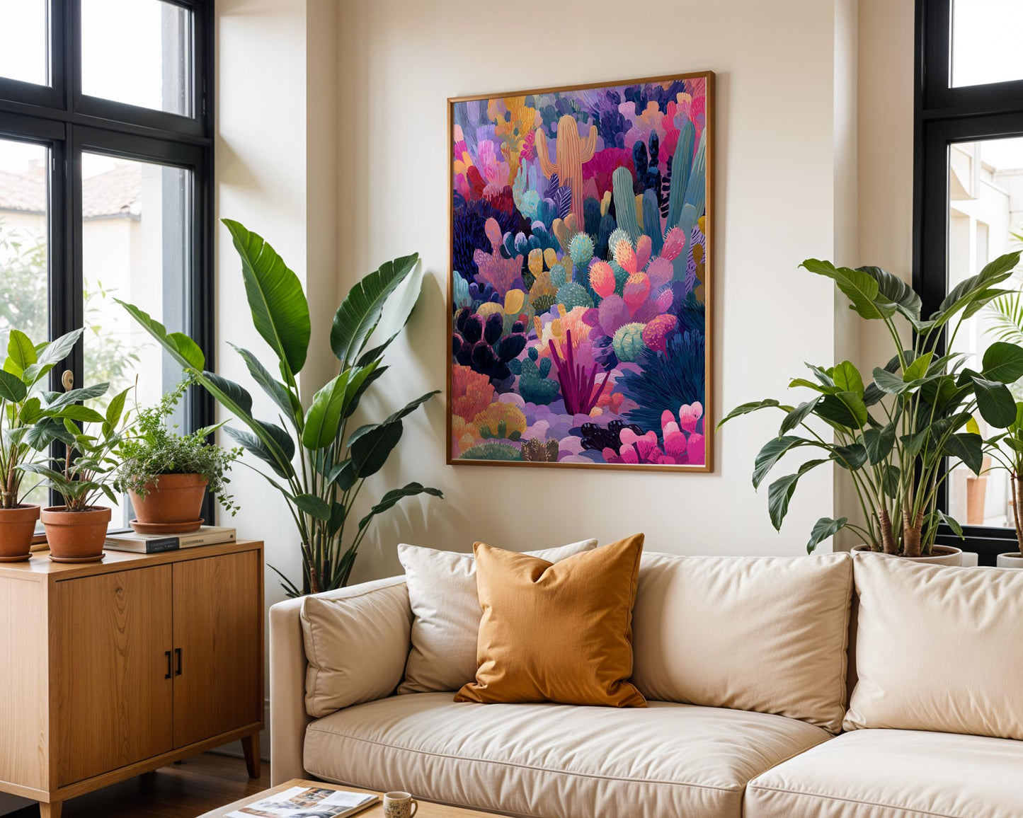 Maximalist Floral Wall Art | Vibrant Garden Print Abstract Boho Decor