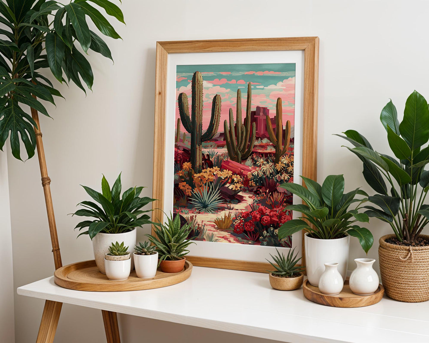 Maximalist Floral Wall Art | Vibrant Desert Cactus Print