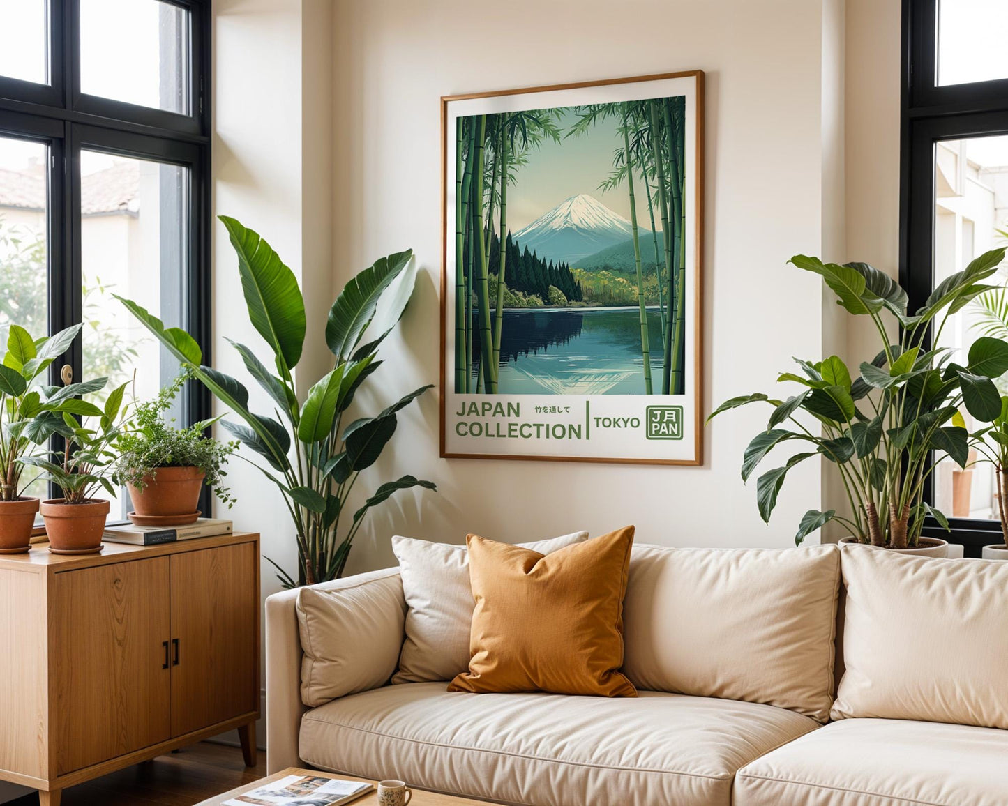 Japanese Wall Art | Retro Japanese Poster & Bamboo Grove Print