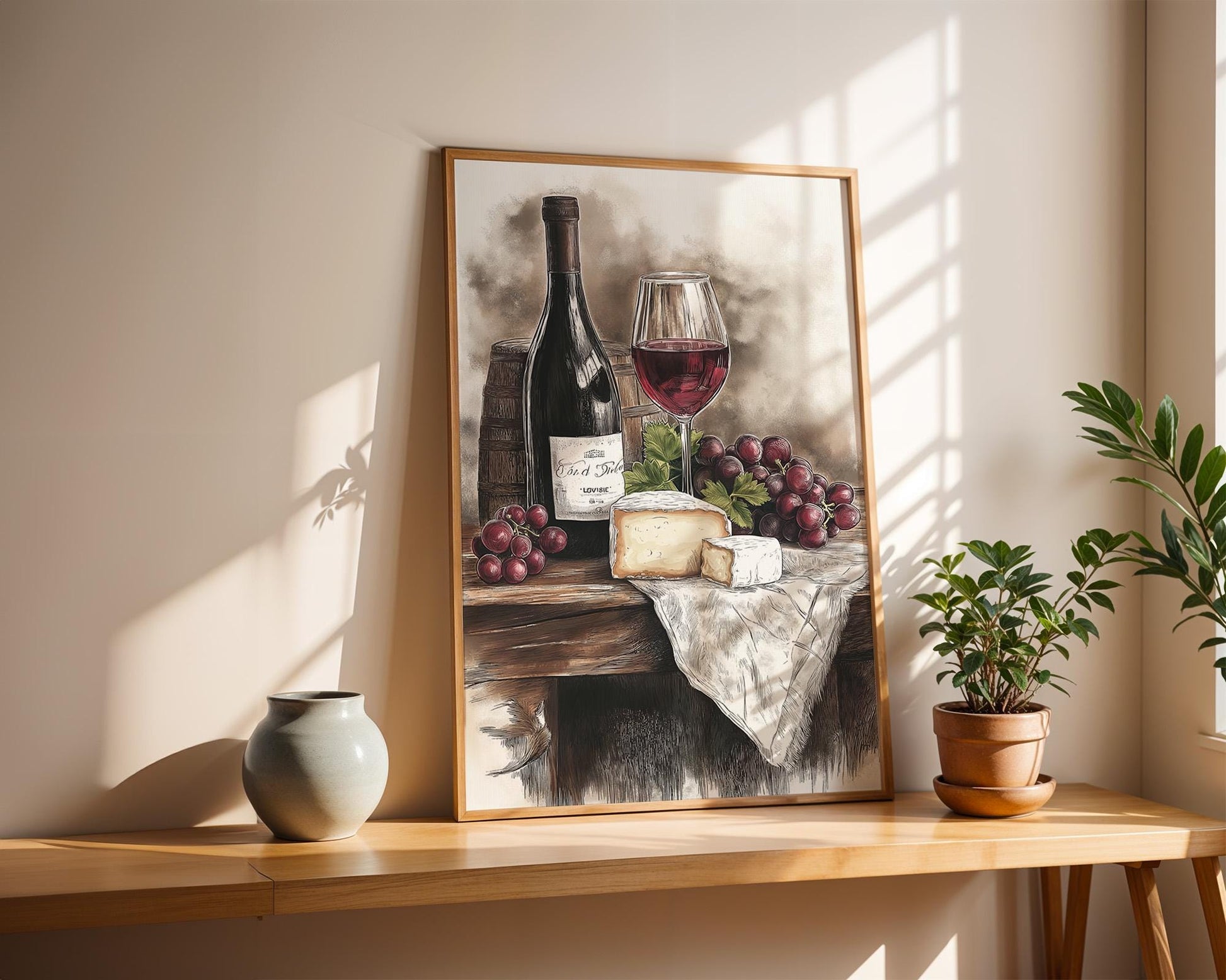 Kitchen Wall Art | Wine and Cheese Art