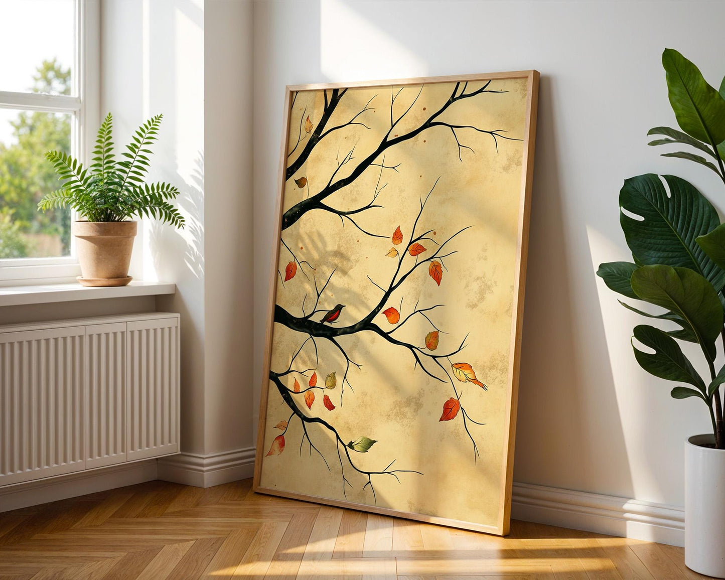 Flower Wall Decor | Autumn Tree Bird Art