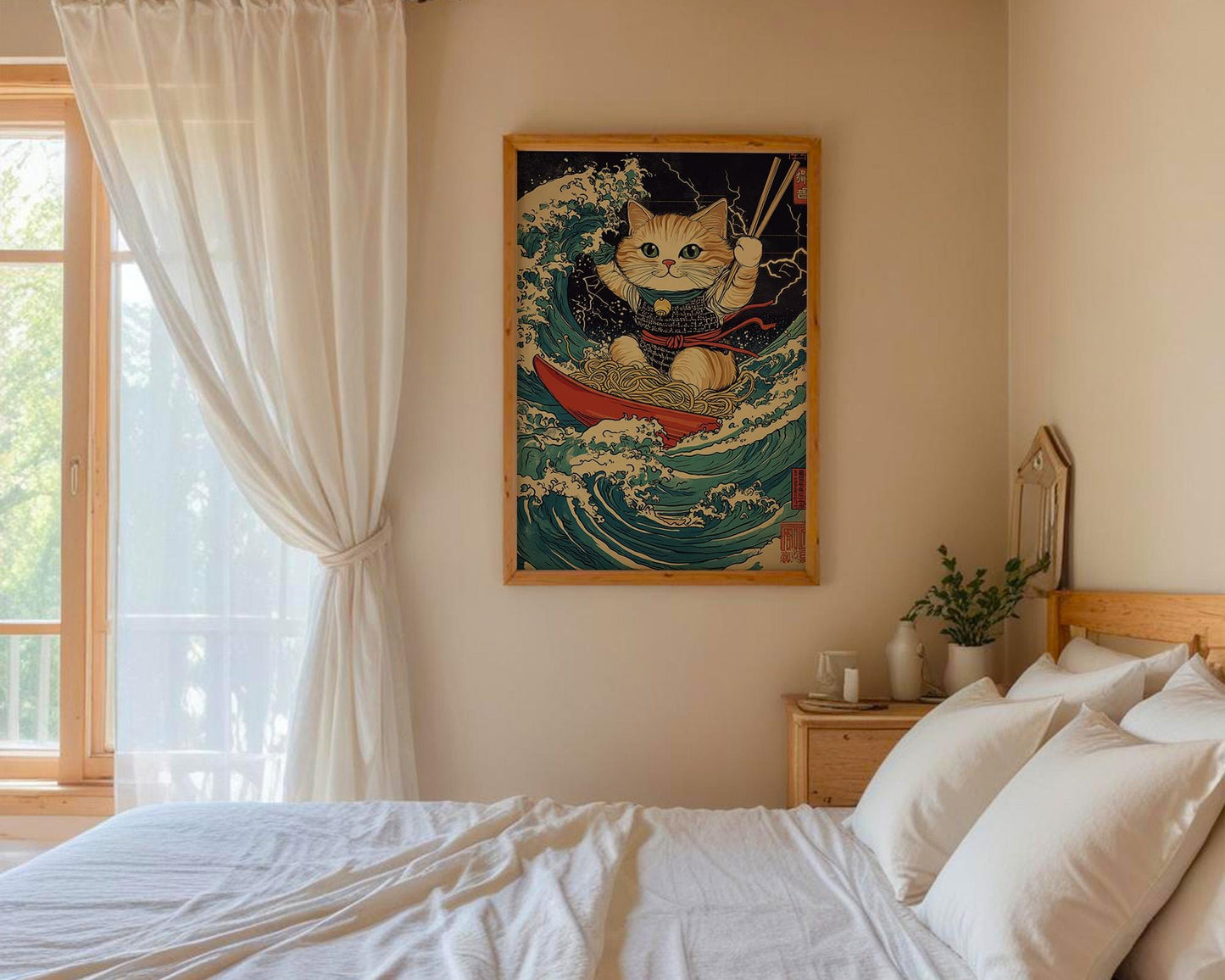 Japanese Wall Art | Samurai Cat Poster