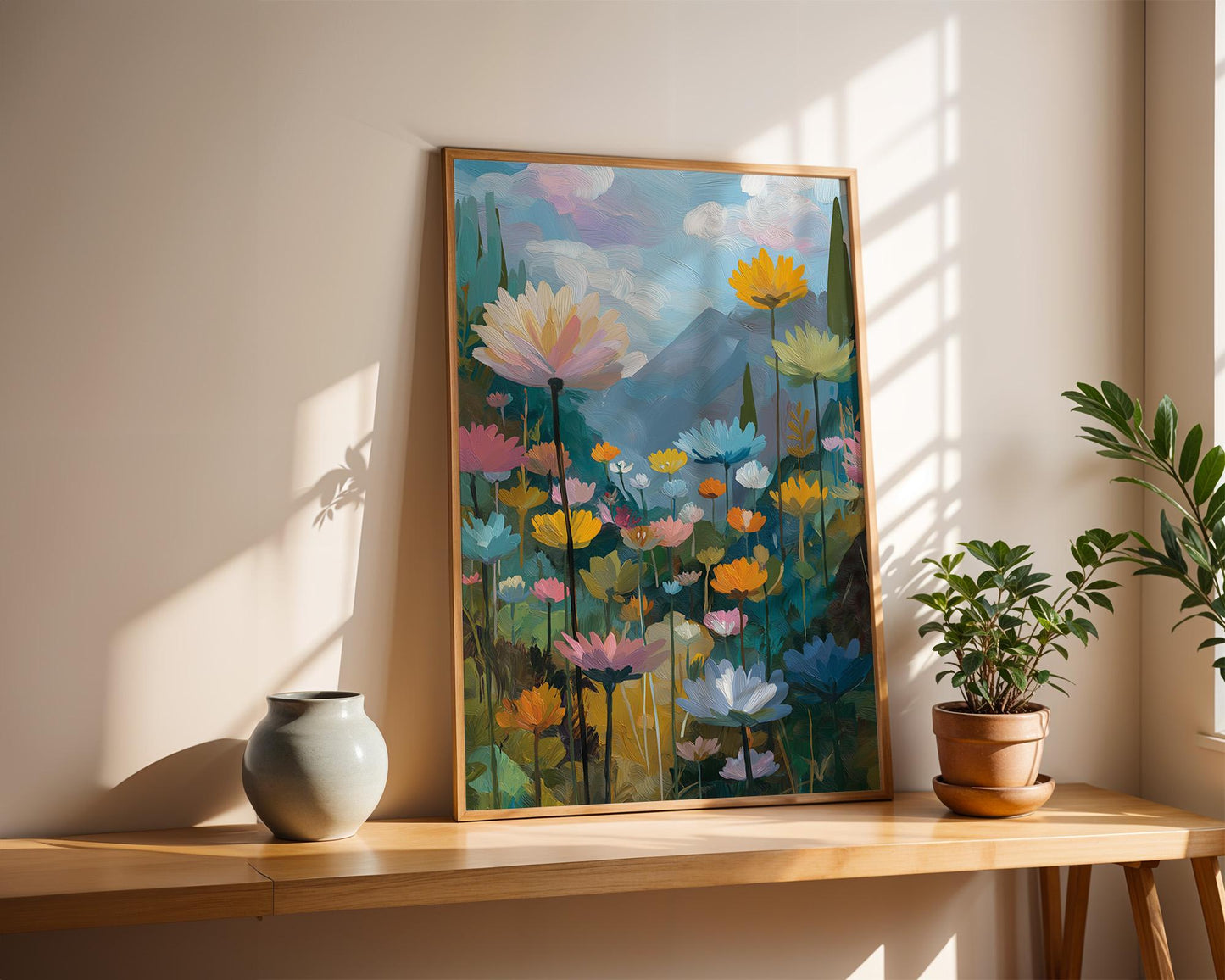 Maximalist Floral Wall Art | Abstract Boho Mountain Meadow Print