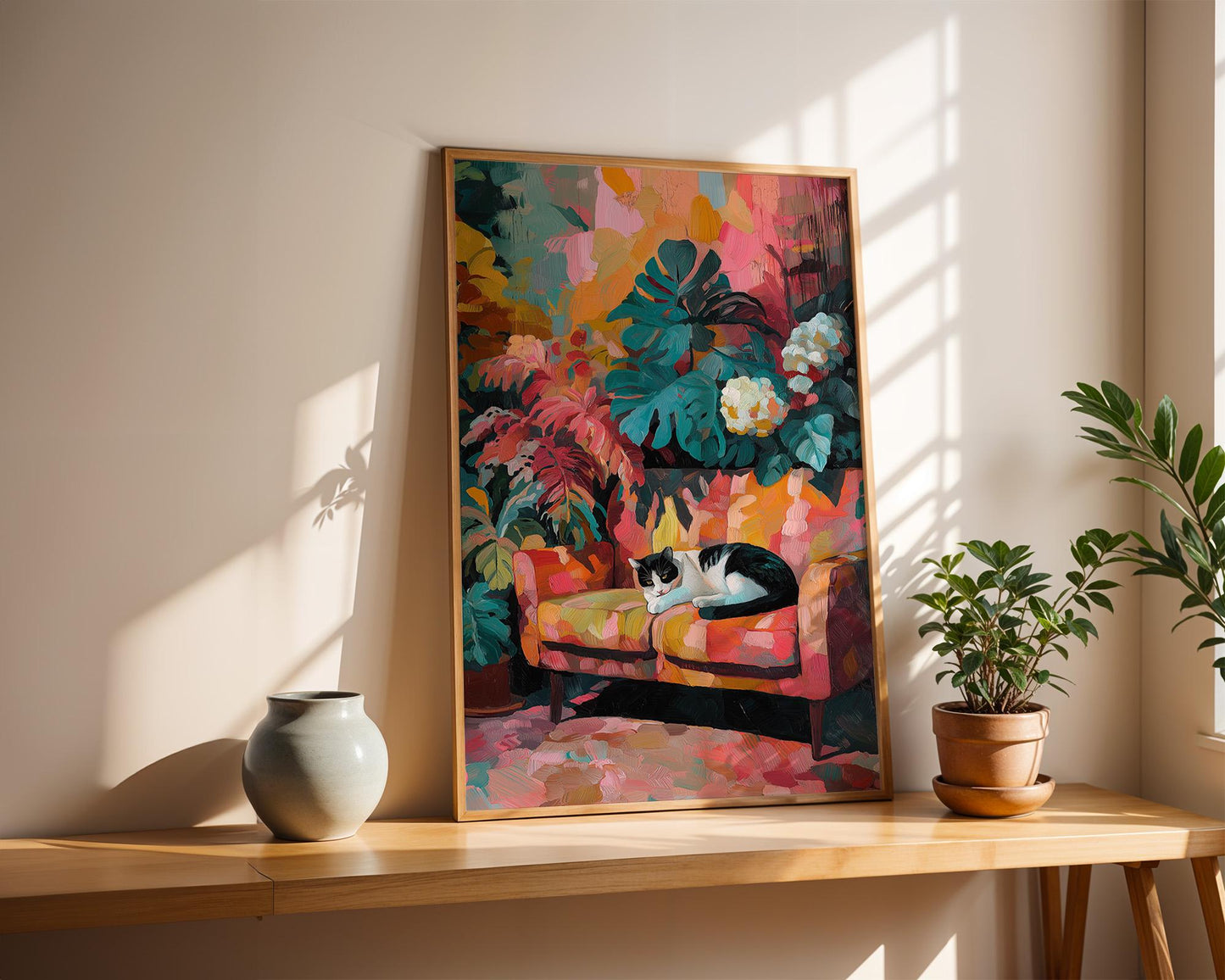 Maximalist 1970s Decor | Abstract Cat Wall Art
