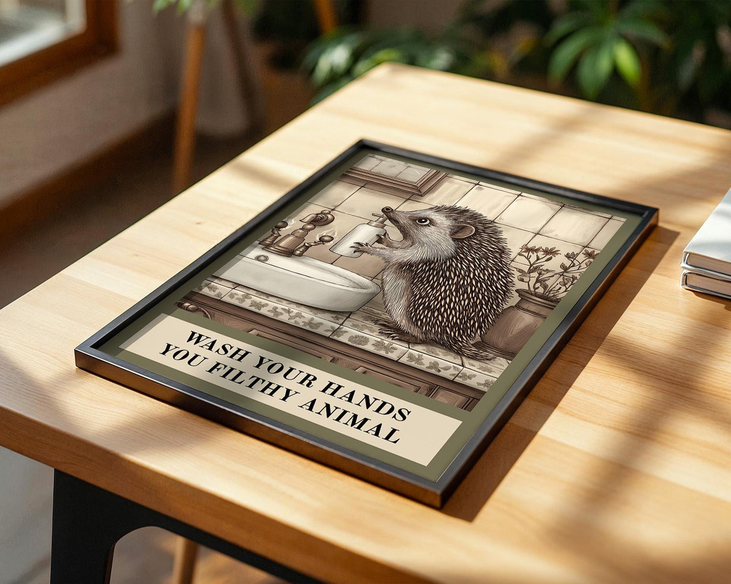 Bathroom Wall Art | Hedgehog Bathroom Decor