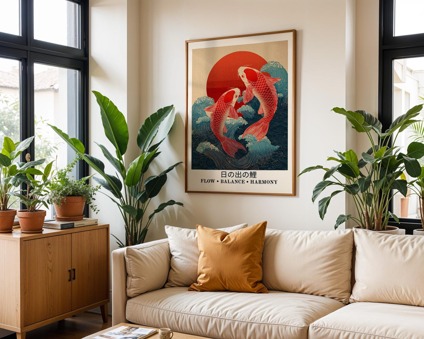 Japanese Wall Art | Retro Koi Fish Art Print