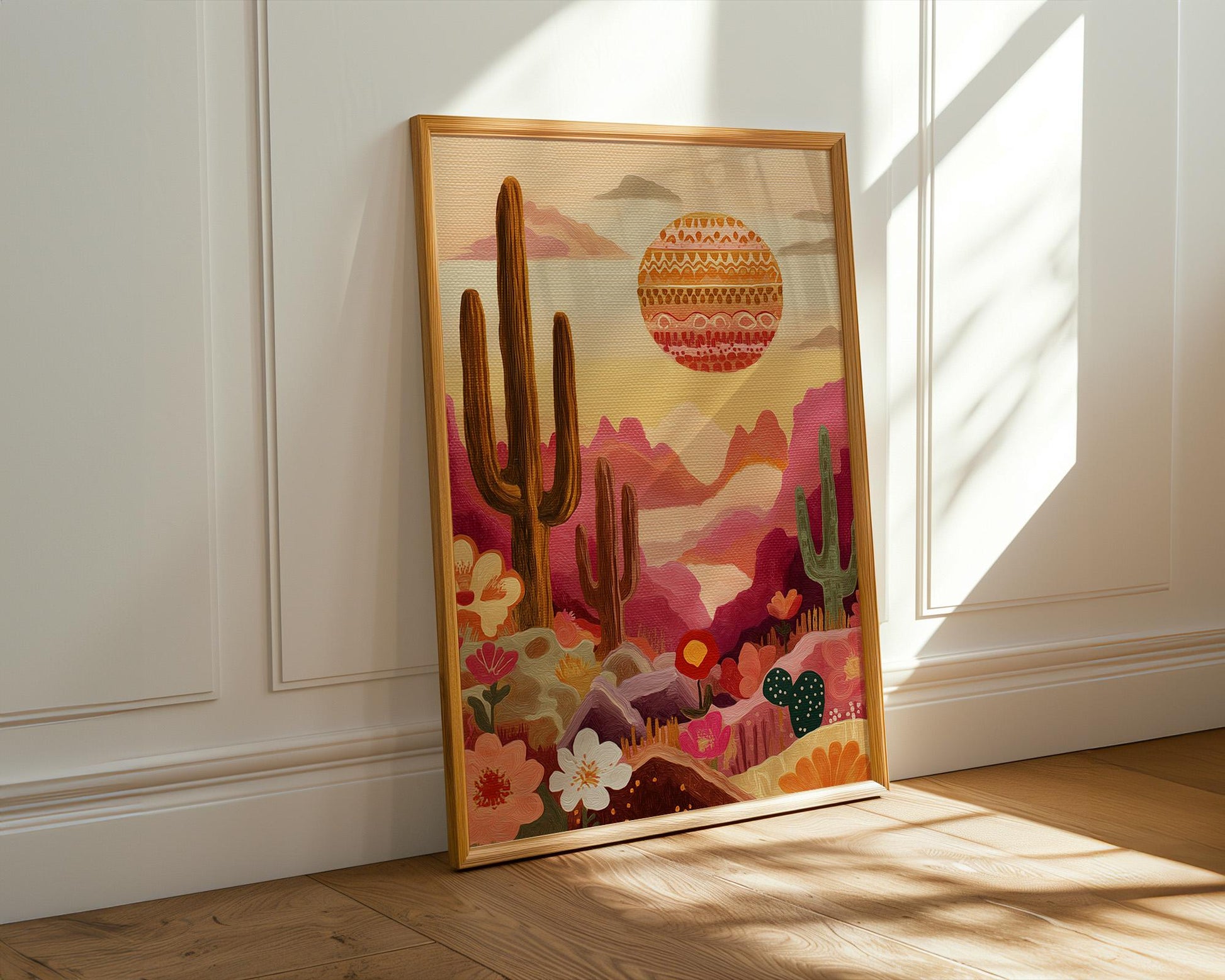 Maximalist Desert Wall Art | Abstract Retro Cactus Print
