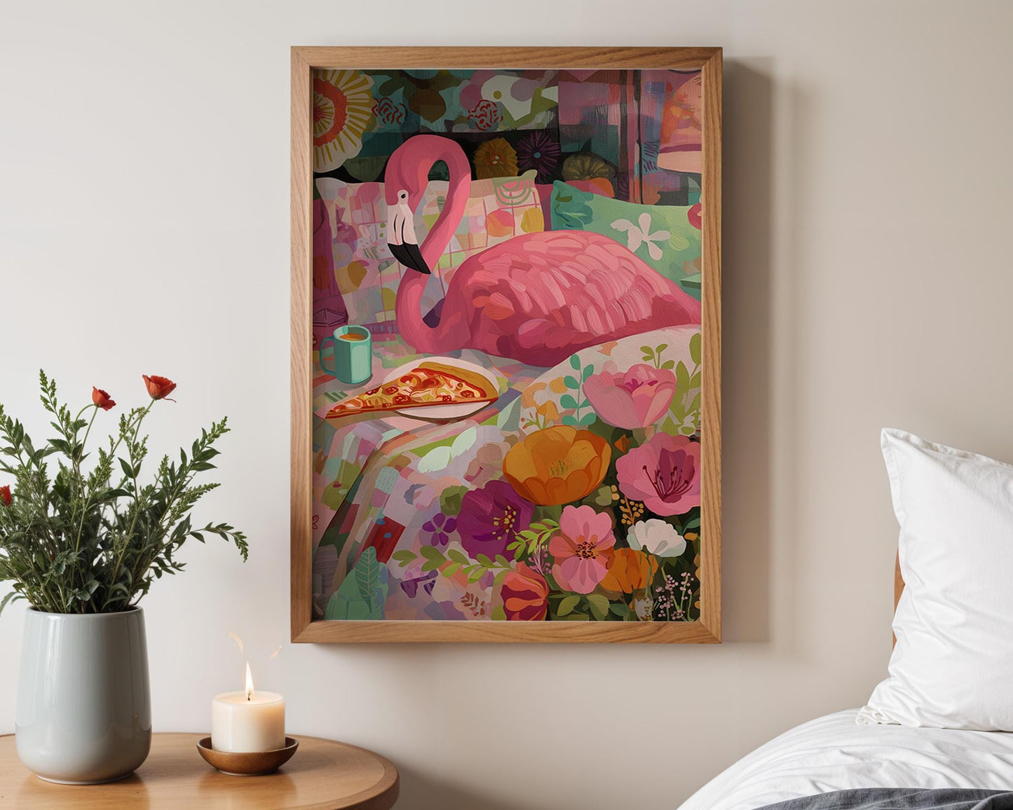 Dopamine Decor | Colorful Flamingo Print
