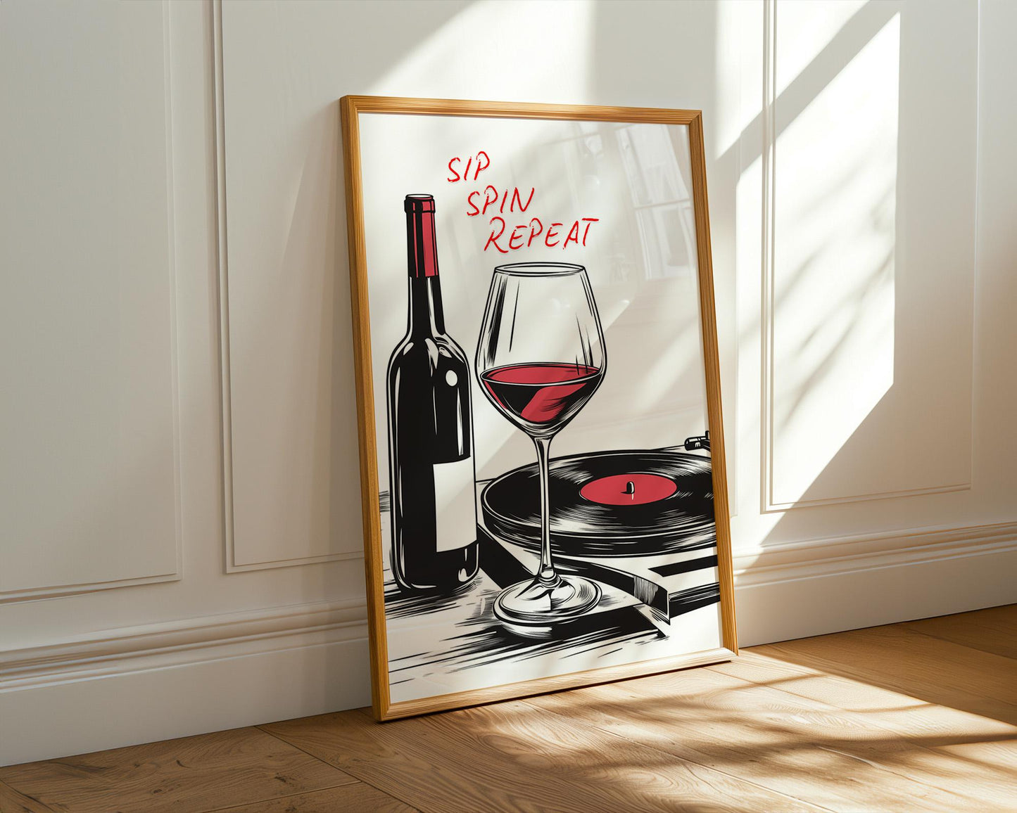 Kitchen Wall Art | Wine and Vinyl Decor Print