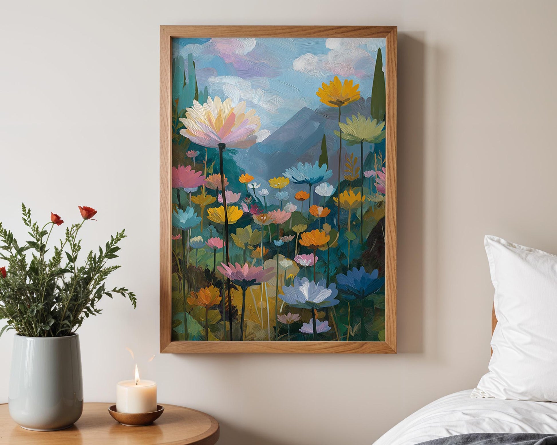 Maximalist Floral Wall Art | Abstract Boho Mountain Meadow Print