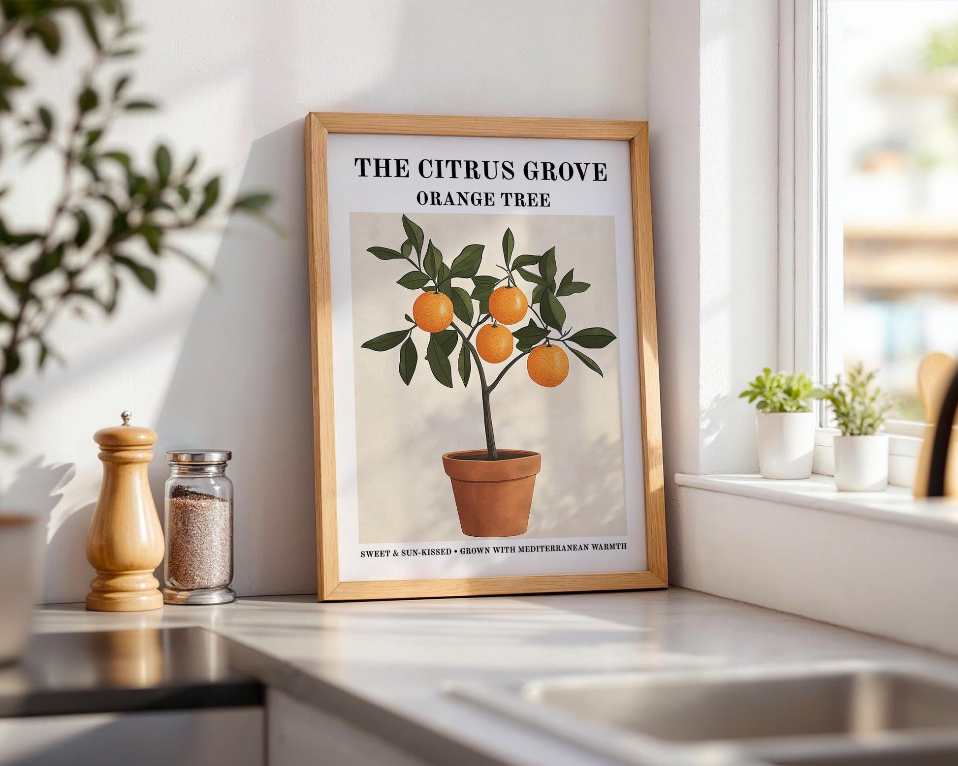Kitchen Wall Art | Mediterranean Orange Fruit Poster