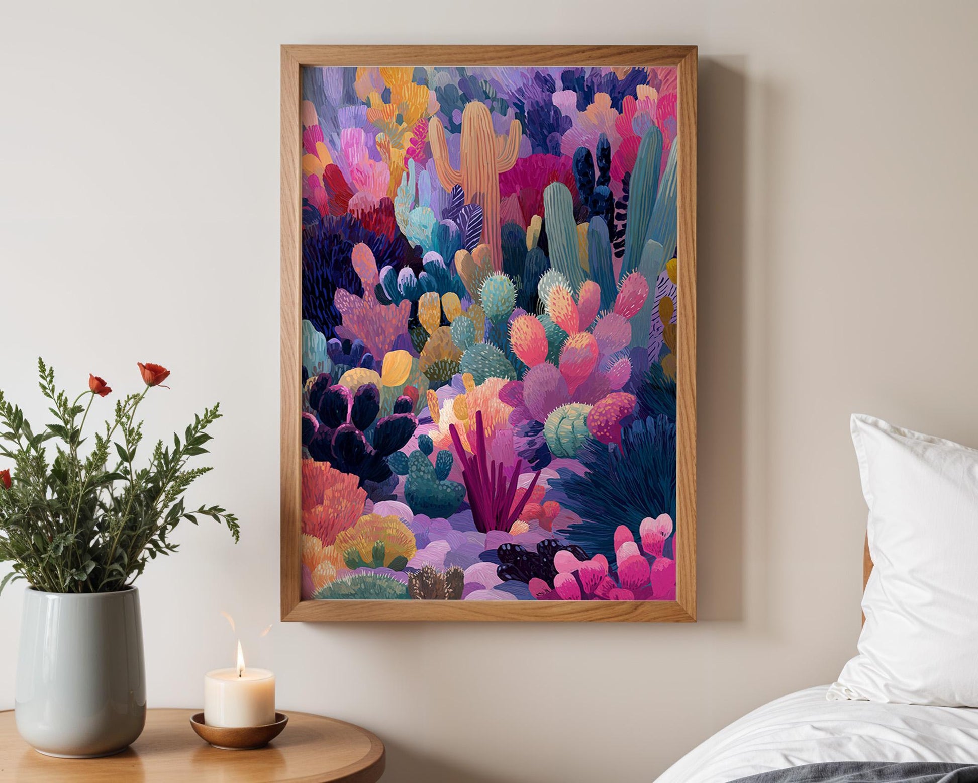 Maximalist Floral Wall Art | Vibrant Garden Print Abstract Boho Decor