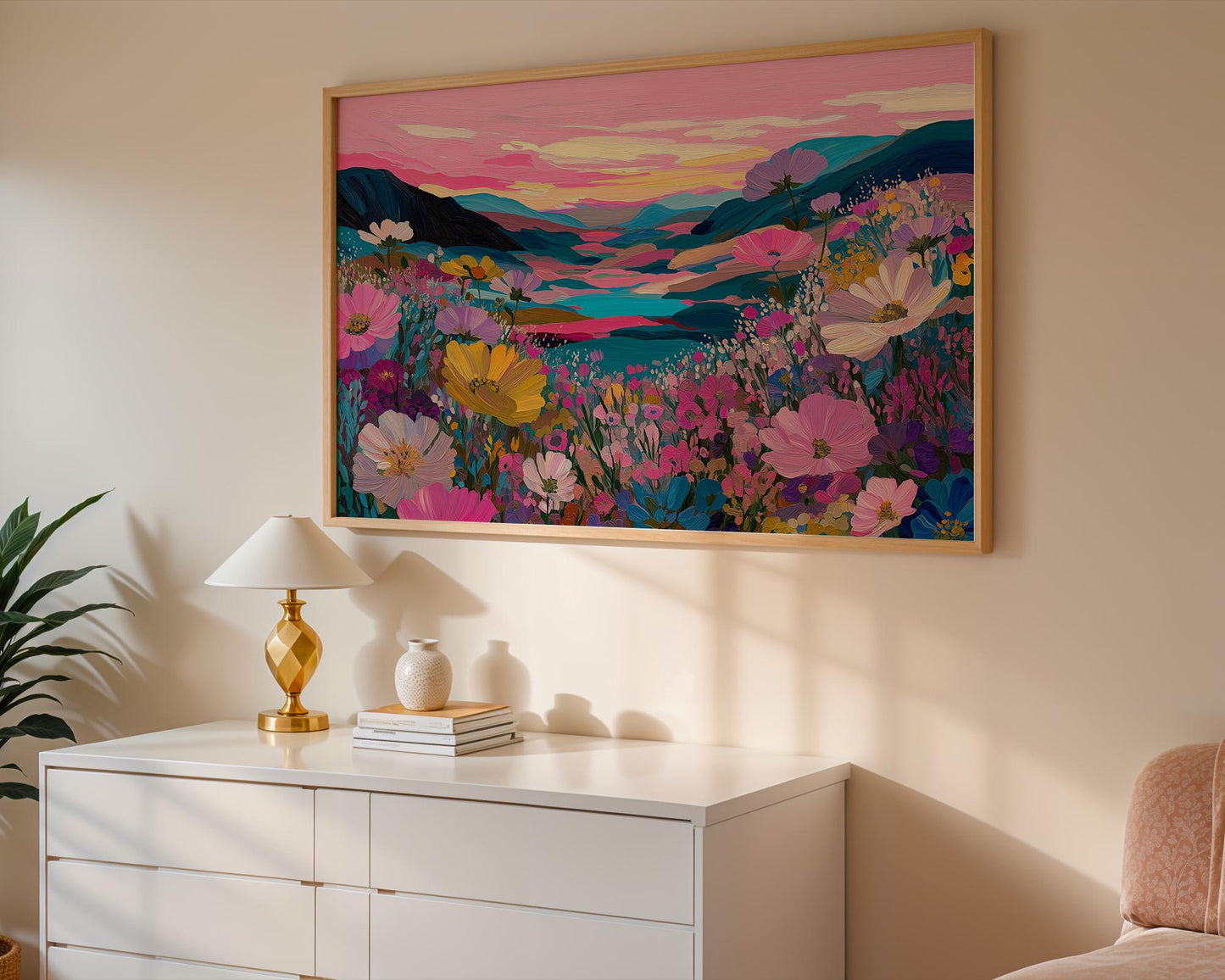Dopamine Decor | Bold Pink Botanical Floral Abstract Print