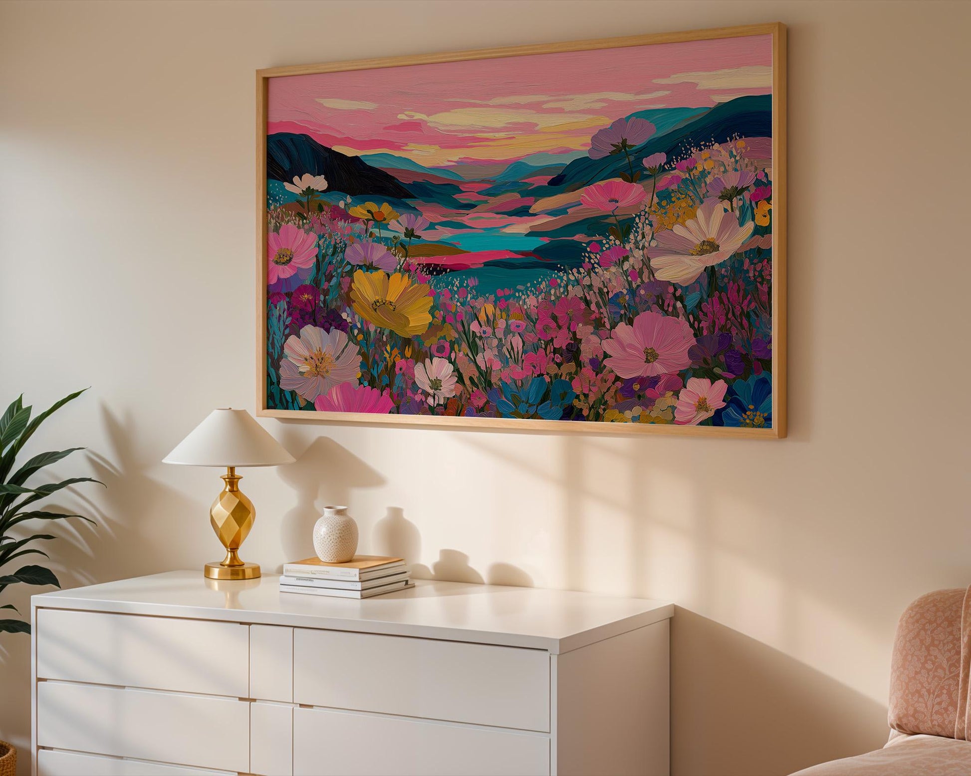Dopamine Decor | Bold Pink Botanical Floral Abstract Print