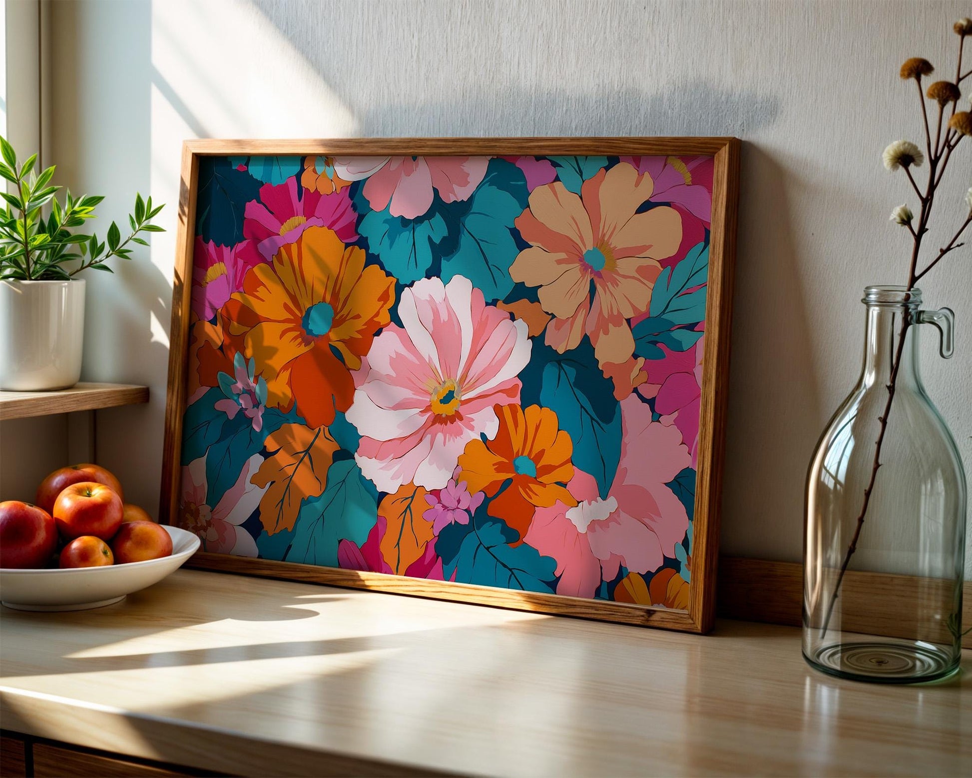 Bathroom Wall Art | Colorful Floral Abstract Botanical Prints