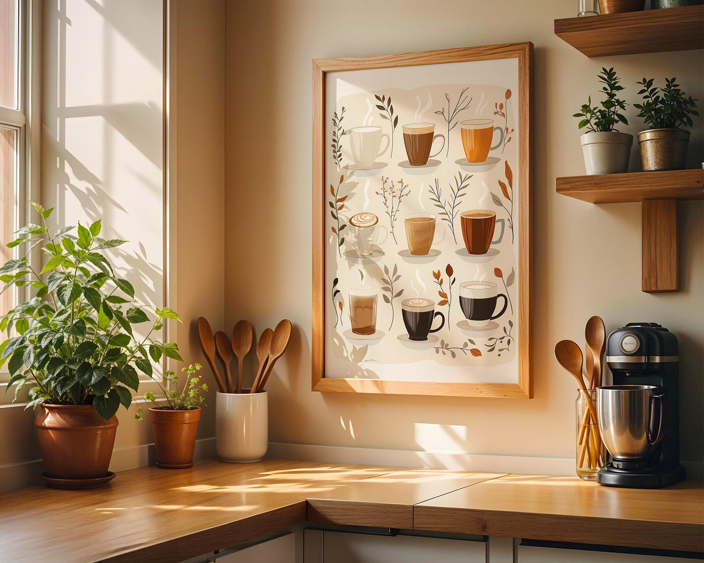 Kitchen Wall Art | Minimalist Coffee Cup Art
