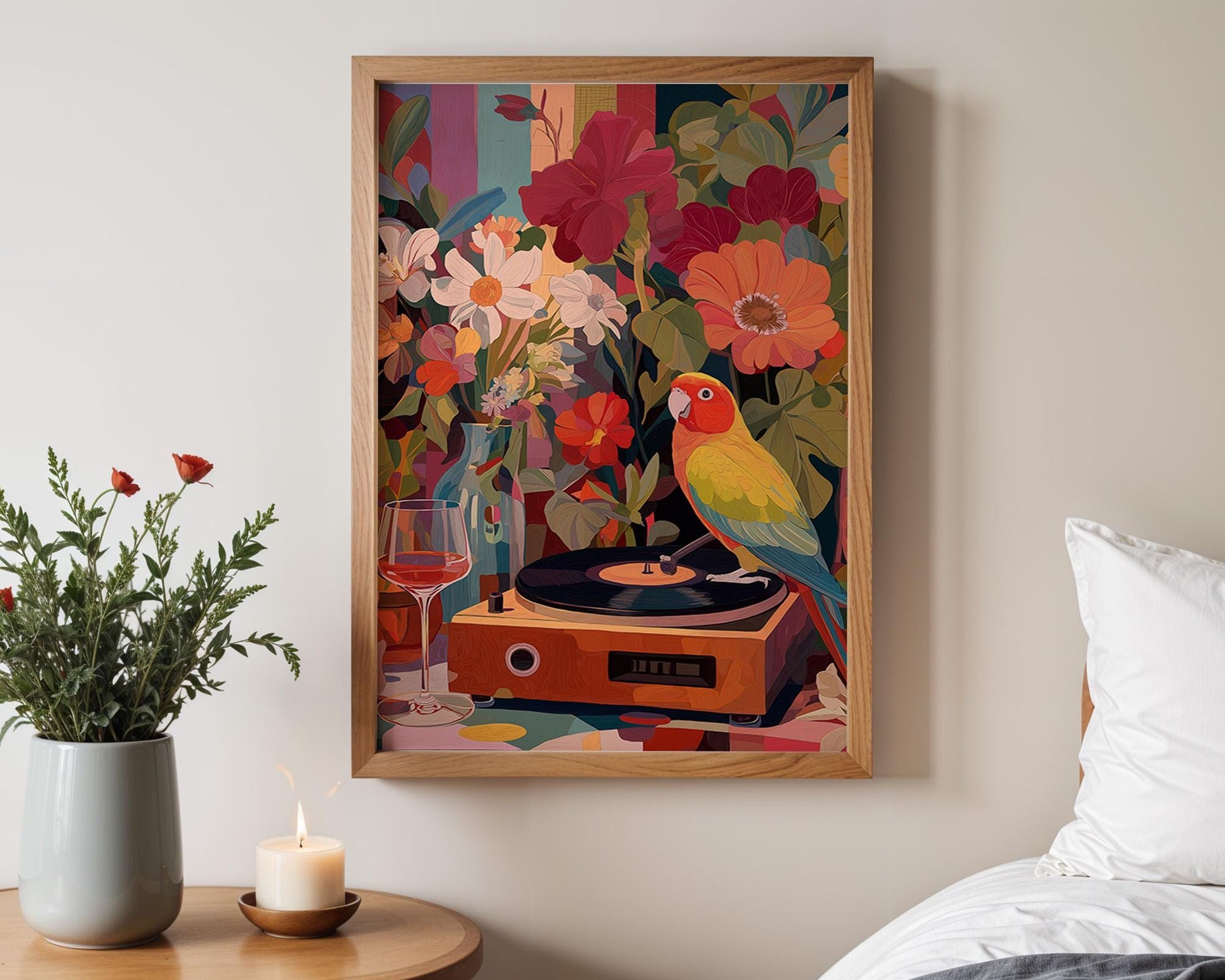 Dopamine Decor | Colourful Parrot Wall Art