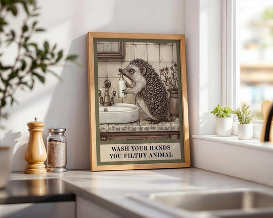 Bathroom Wall Art | Hedgehog Bathroom Decor