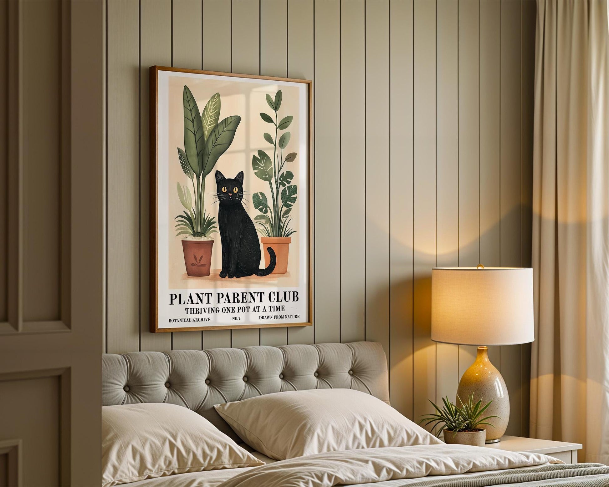 Flower Wall Decor | Black Cat Houseplant Poster