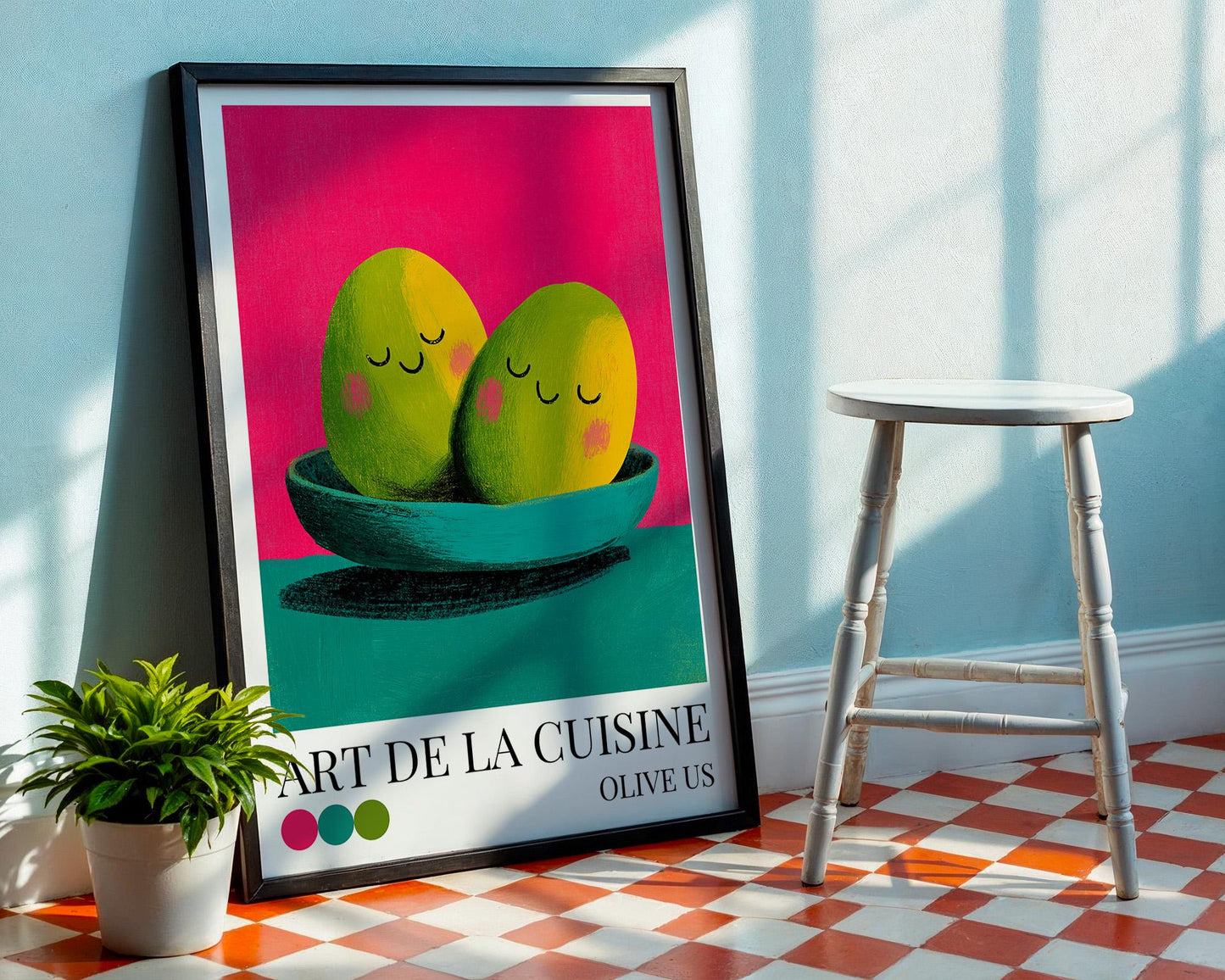 Olive Maximalist Wall Art | Dopamine Decor | Kitchen Wall Art