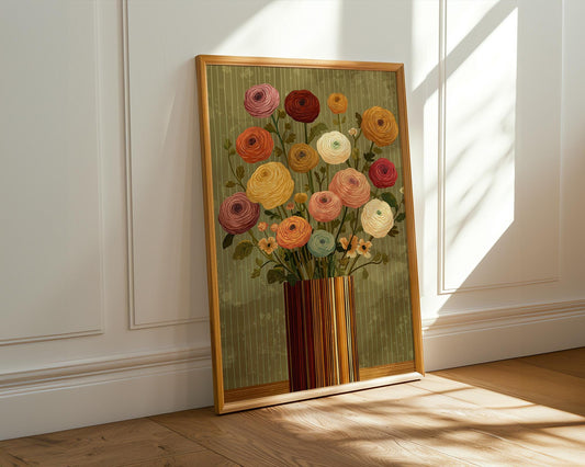 Flower Wall Decor | Vintage Ranunculus Wall Art