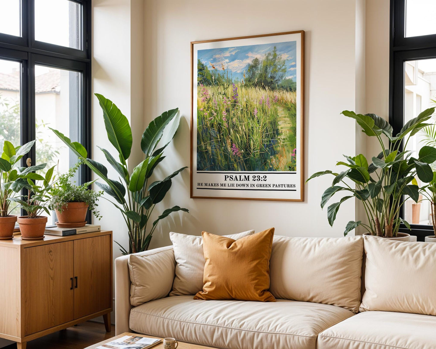 Christian Wall Art | Bible Verse Psalm 23:2 Poster